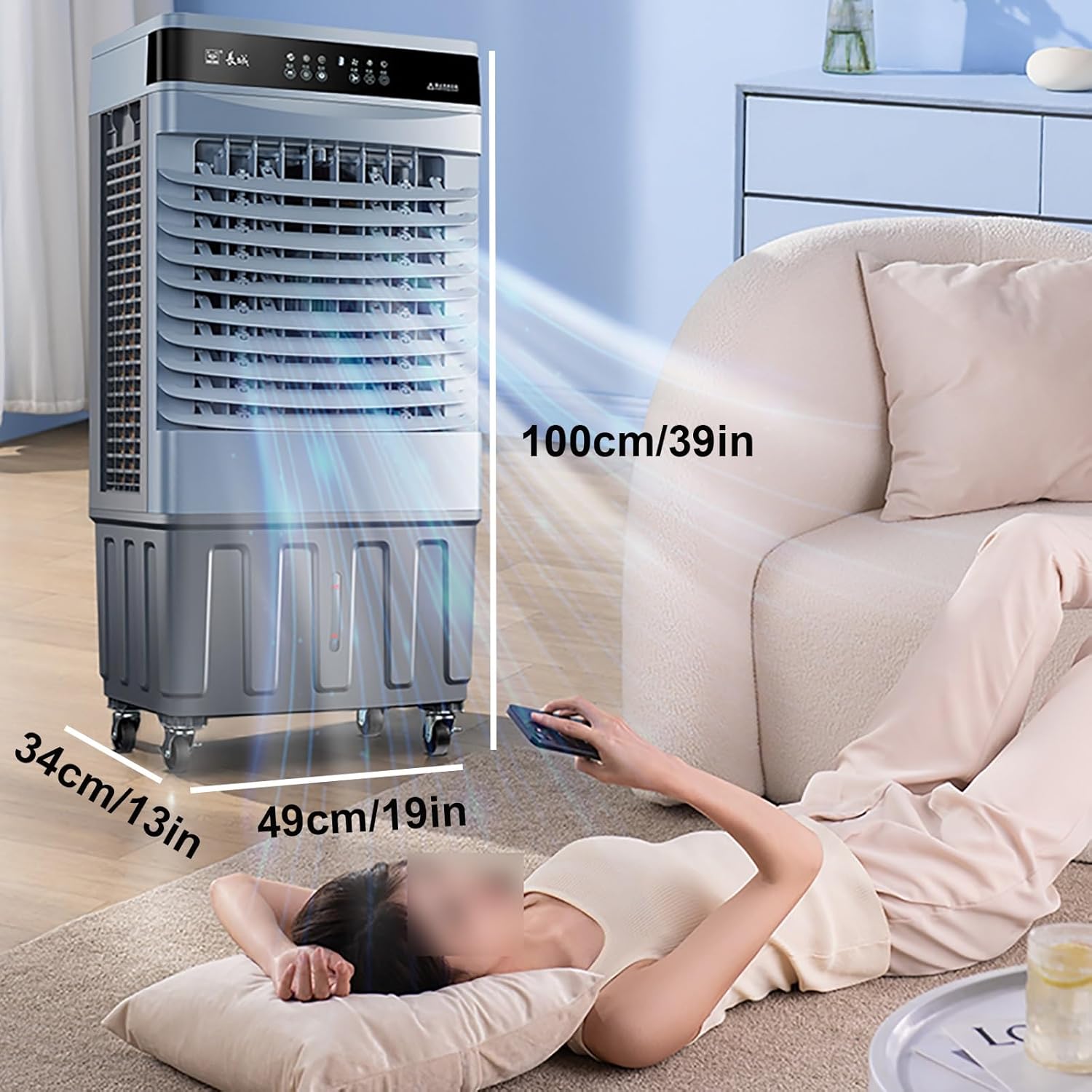 5000CFM Swamp Cooler, Evaporative Cooler, Portable Air Conditioners No Windows Needed, 120°Oscillation, Remote, 16Gal Tank, 12H Timer, 4 Ice Packs, 3 Speeds 3 Modes for Indoor Outdoor