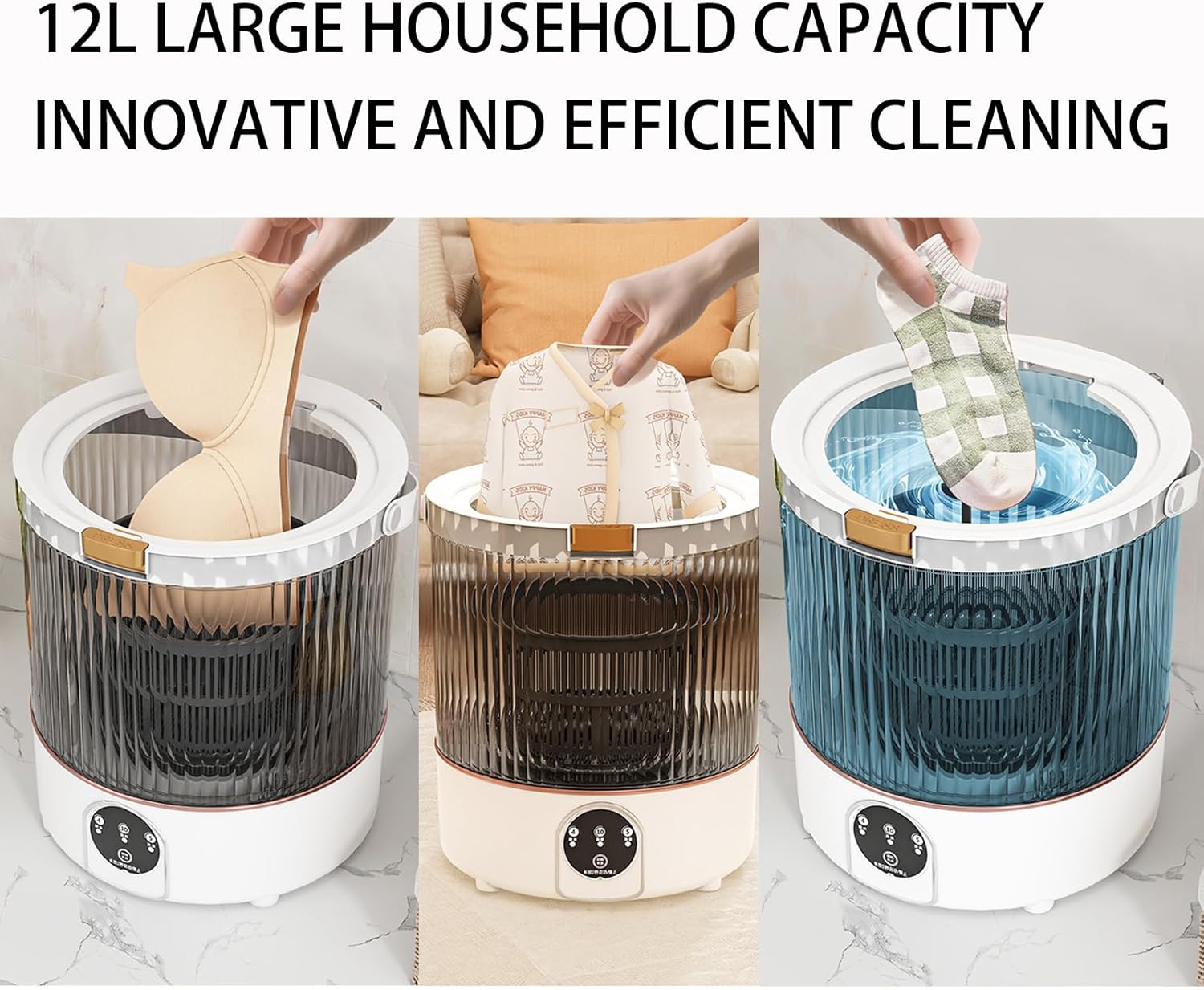 Mini Portable Washing Machine 12L Upgraded Large Capacity Mini Washer Dryer Combo for Underwear,baby Clothes Small Clothes Washing Machine Semi-automatic for Apartments,Dorm,Camping,Hotels Purple 12L