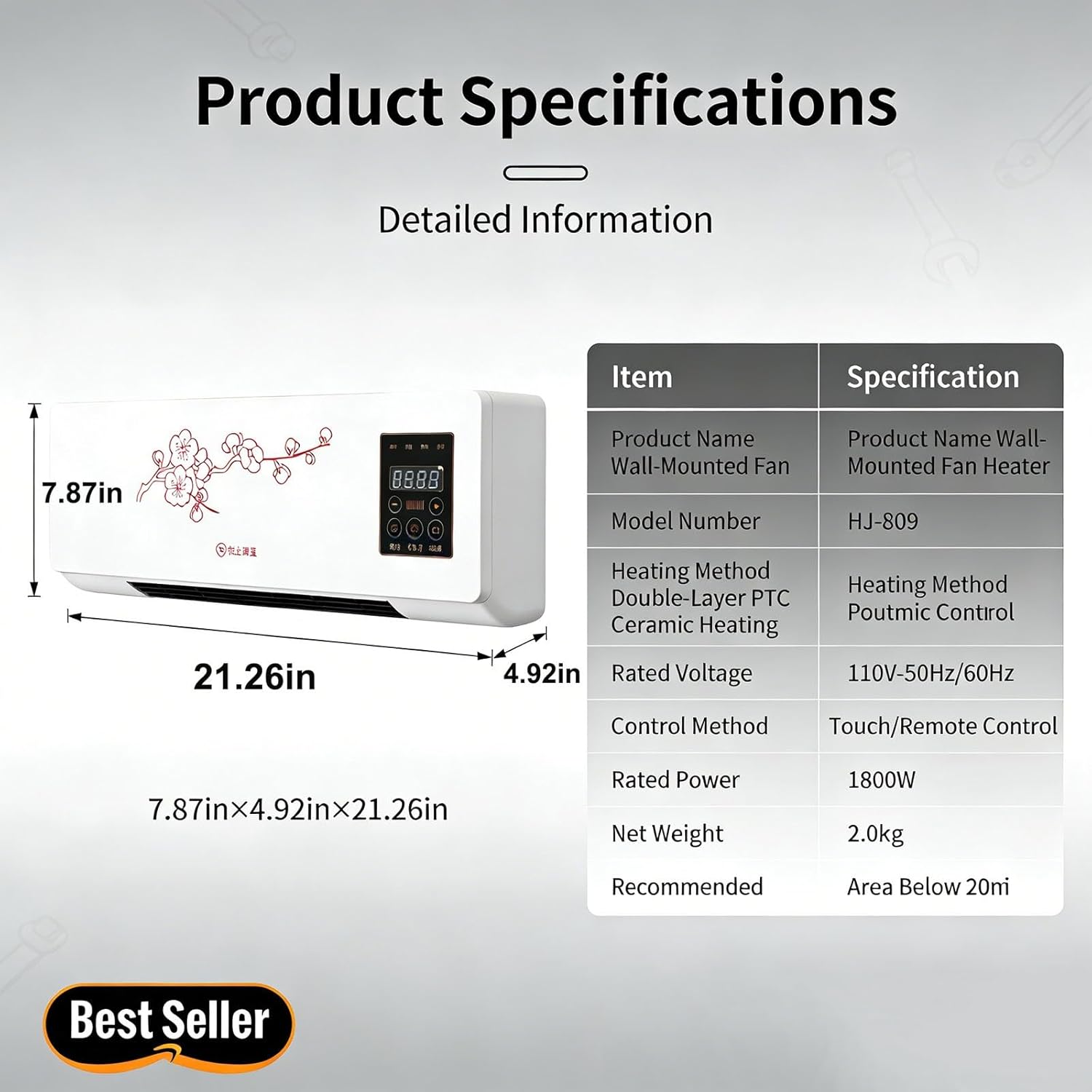 1800W Wall Air Conditioner Wall Mounted Mini AC Unit for Bedroom 2 In 1 Smart Ac Heater with Remote Control, Portable Heater and Fan Combo for RV, Garage, Nursery Heating and Cooling(Red)