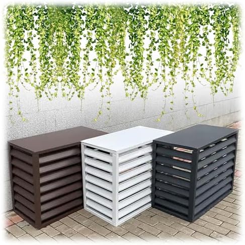 Air Conditioner Covers Flower Rack For Outside Units, Aluminum Detachable Outer Frame Protective Cover, Louvered Plant Shelf Balcony Garden Rust Proof AC Cove(Coffee,100*70*50cm)