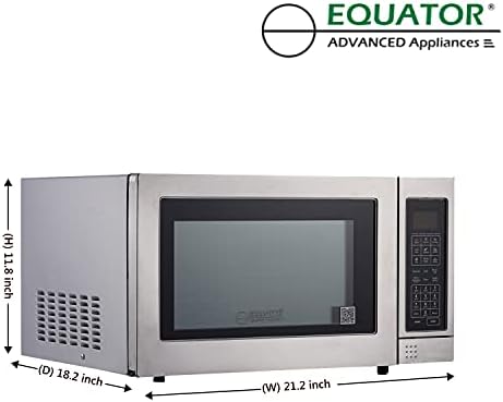 Equator Stainless Steel Range 3-in-1Microwave Oven 1.2 cu ft with Convection, Grill, and Sensor Cooking - Black SS Countertop 1100 Watts Capacity 12-inch Auto Function and Auto Defrost