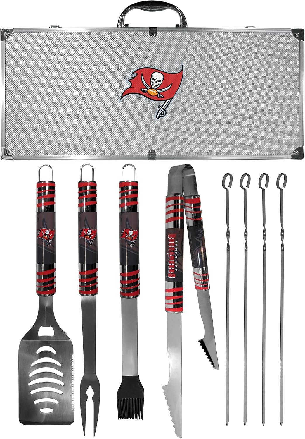 NFL Siskiyou Sports Fan Shop Tampa Bay Buccaneers Steel Tailgater BBQ Set w/Case 8 piece Gray