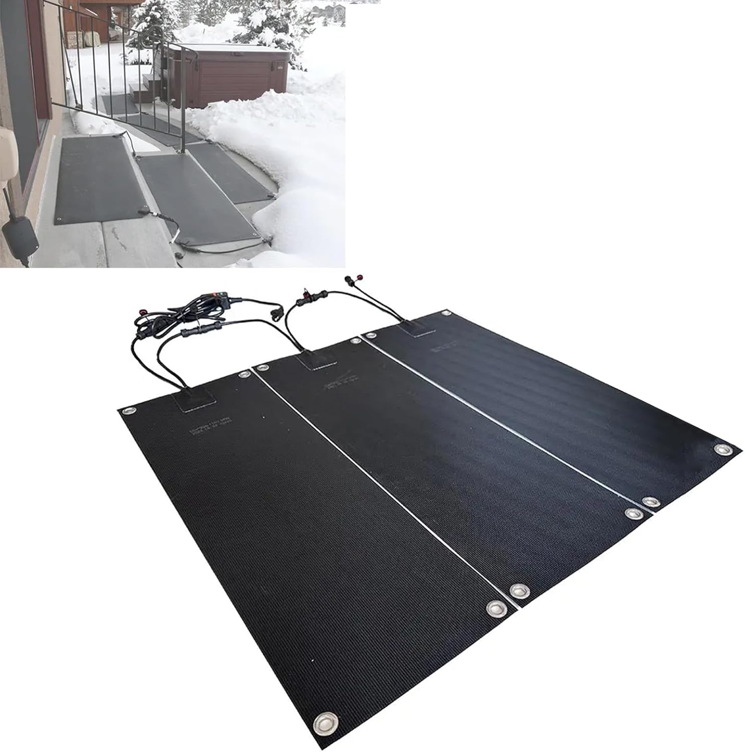 Heated Snow Melting Mats for Entrances - Non-Slip, Rubber Snow Melt Walkway Mats - Reliable Winter Ice Melt