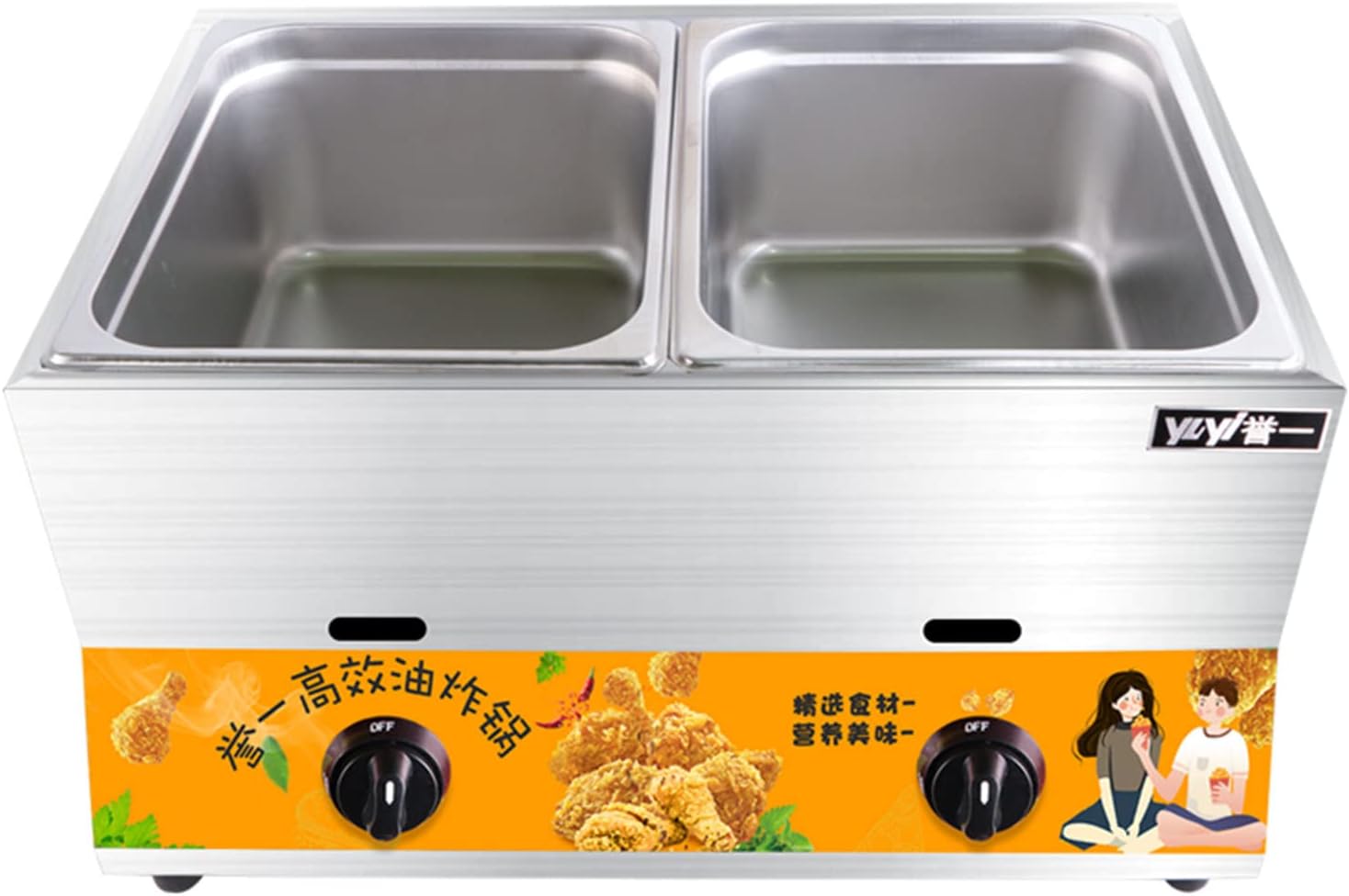 Desktop Commercial Gas Fryer, Stainless Steel Large-Capacity French Fries Propane deep Fryer, Outdoor Fryer with Frying Basket and lid, for Kitchen/Restaurant/Fast Food Restaurant