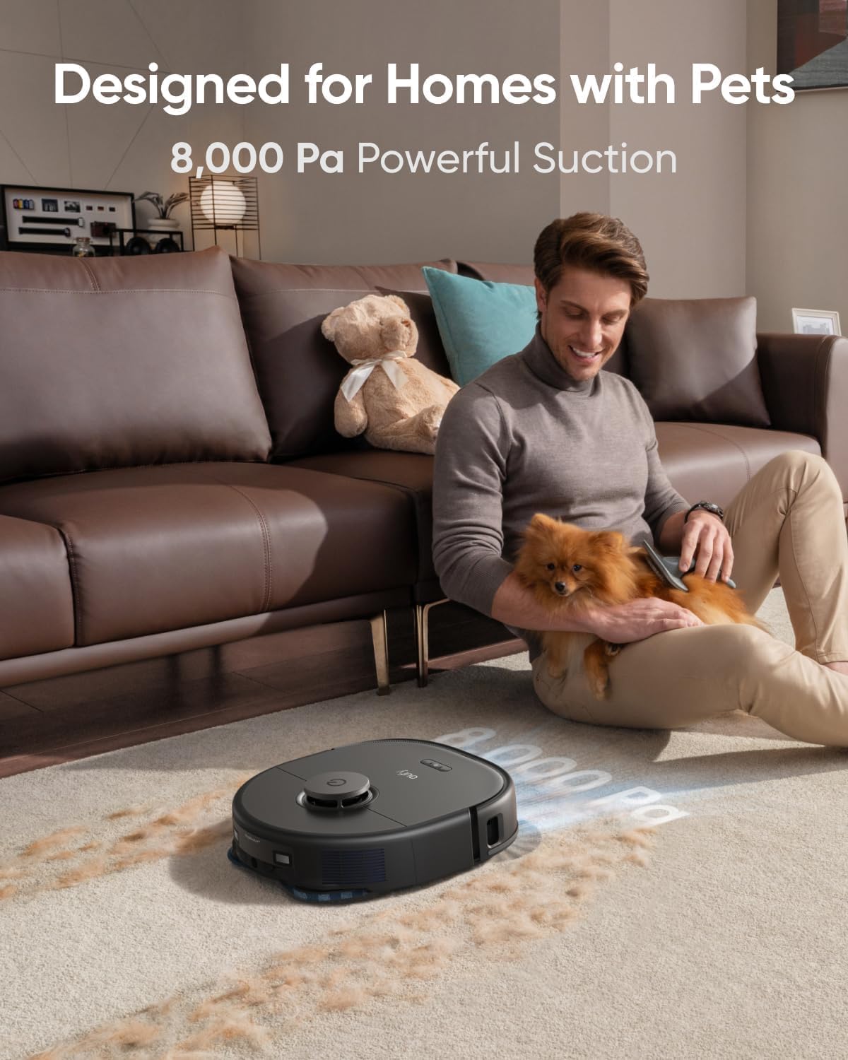 eufy Like-New X10 Pro Omni Robot Vacuum and Mop Combo, 8,000 Pa Suction, Dual Mops with 12 mm Auto-Lift and Carpet Detection, Auto Mop Washing, Auto Drying, Self-Emptying(Renewed)