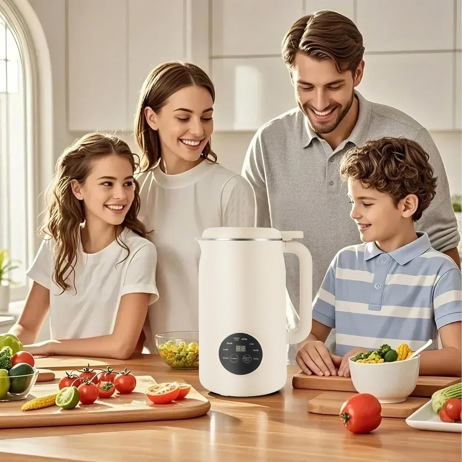 8 in 1 Nut Milk Maker, 40.58oz Soy Milk Maker Machine, with 10 Blades, Nut Milk Maker Machine for Homemade Plant-Based Milk, Oat, Soy, with Delay Start/Keep Warm/Boil Water