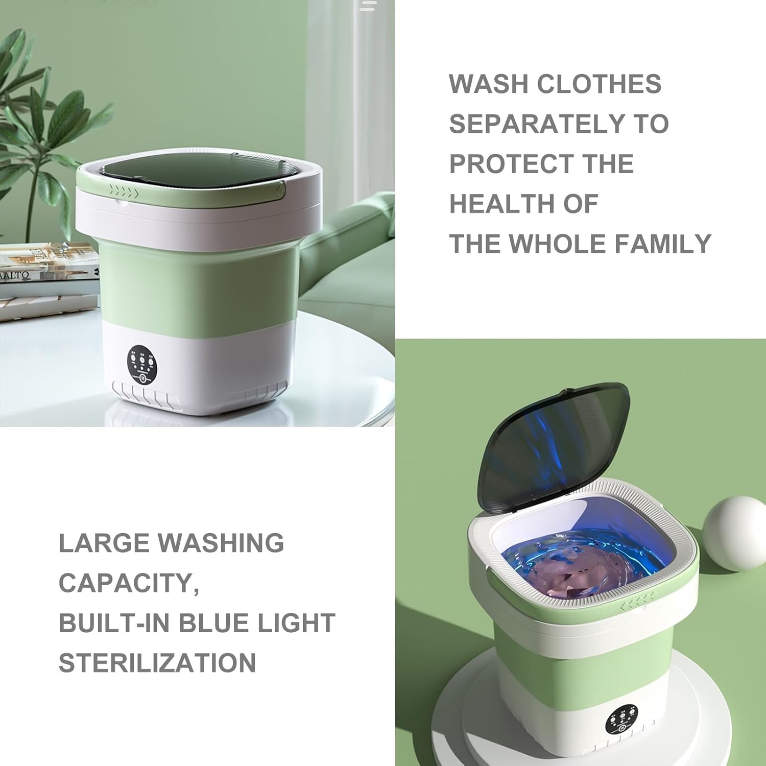 Portable Washing Machine, 7.5L Large Capacity Foldable Washing Machine and Spin Dryer with 3 Modes for Underwear, Baby Clothes, Small Items, Portable Washer for Apartments, Travel, Camping ( Color : G