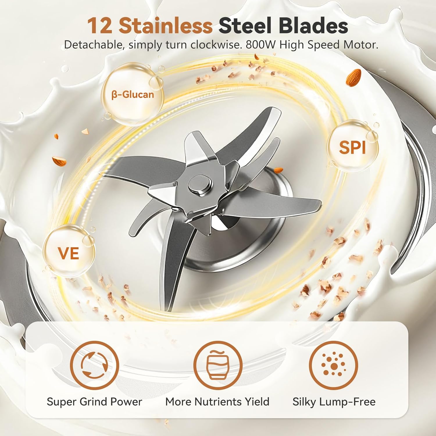 Upgraded 8-in-1 Nut Milk Maker Machine with Stainless Steel Lid, 40oz Soy Milk Maker for Almond, Oat, Coconut, Juice, Plant Based Milk Maker Blender with 18H Delay/Keep Warm/Self Cleaning