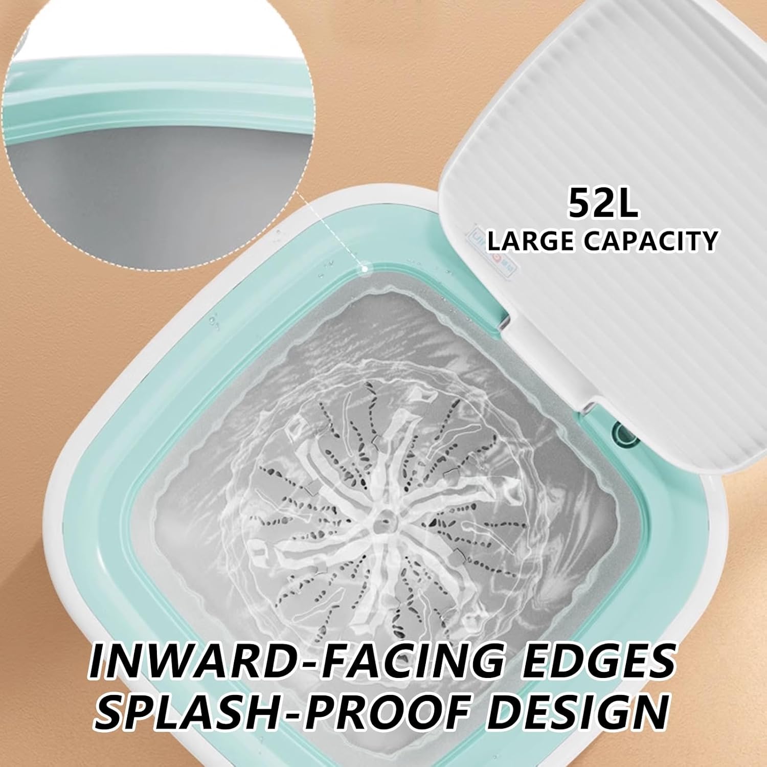 Small Washing Machine Portable Washing Machines Large Capacity Portable Washable bed Sheets for Home use Small Washing Machine for Socks and Underwear for Dormitory use(Brown)