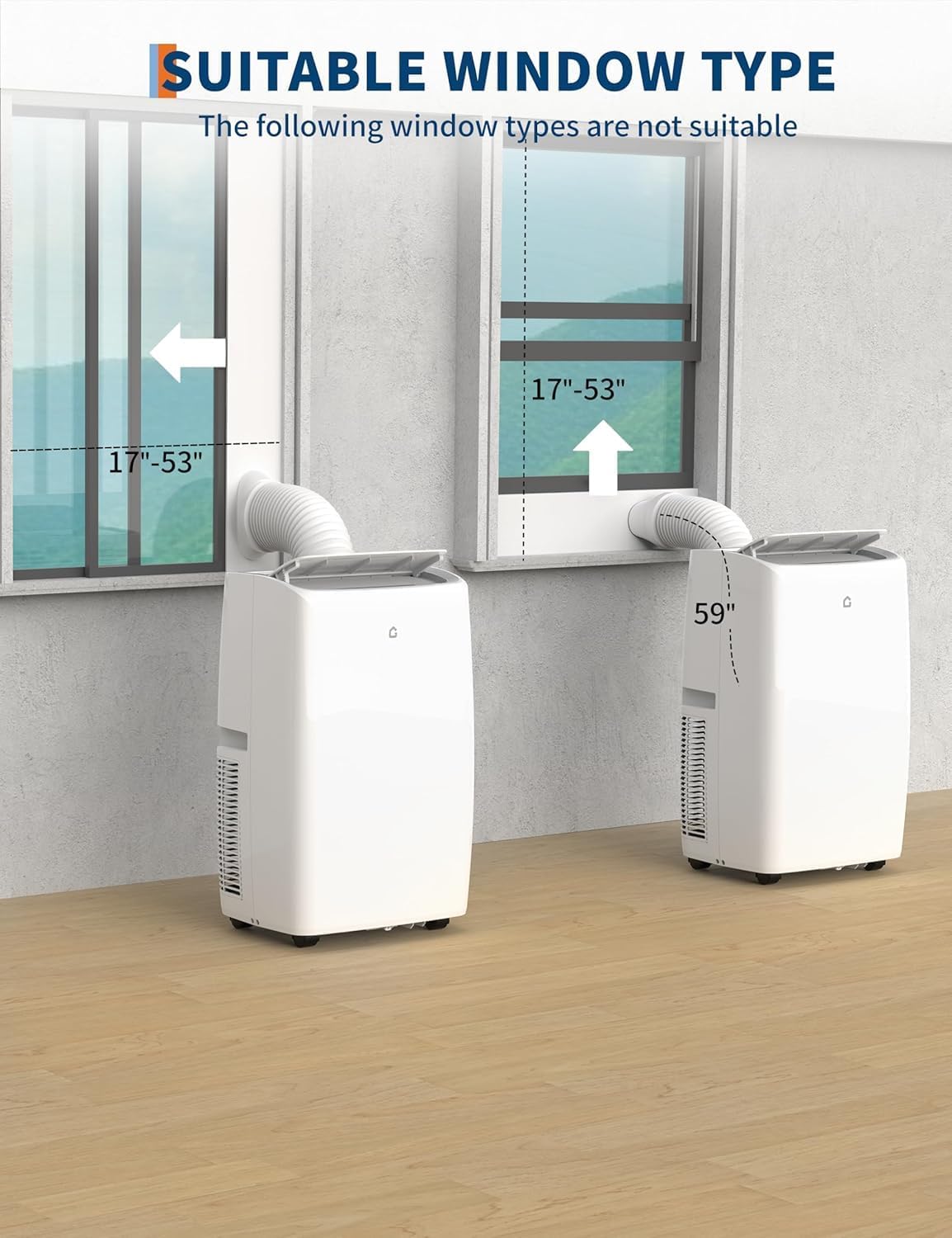 14000 BTU Portable Air Conditioner - 3 in-1 AC Unit with Dehumidifier & Fan, Cools Up to 750 Sq Ft, Quiet 52dB, Easy Install Kit for Home/Garage/Apartment