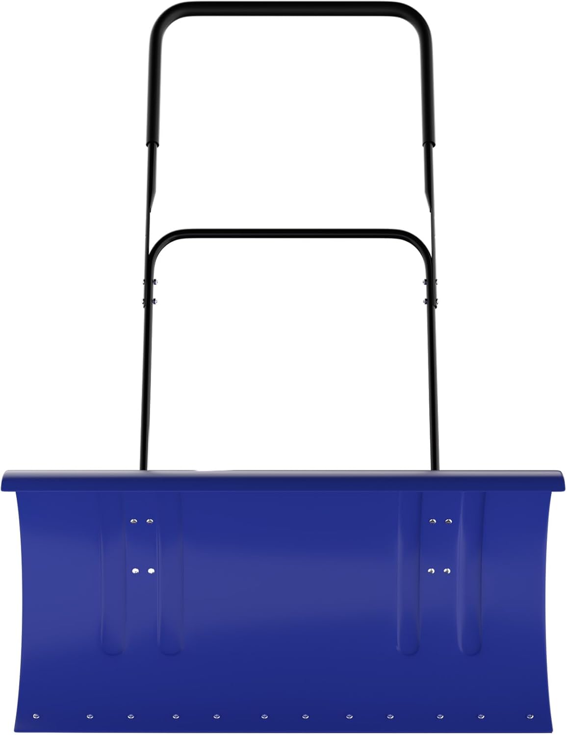 Wheeled Snow Shovel for Driveway, Heavy Duty 2-Wheel Plow with Galvanized Rust-Resistant Blade, u-Shaped Rod, Adjustable Double Bar & Height, Back-Saving Snow Removal