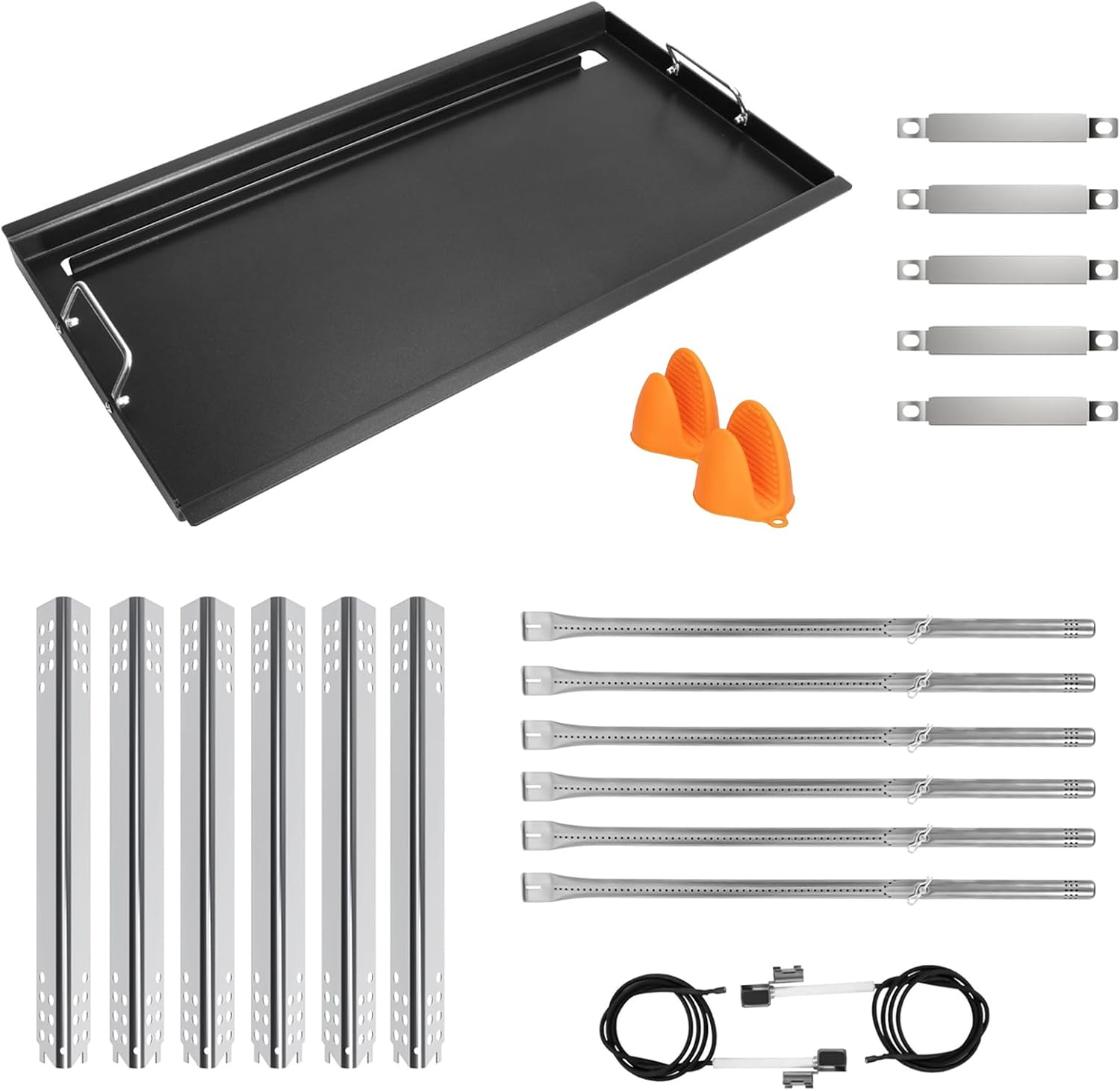 Grill Part Kit & Full-Size Griddle Insert for Charbroil Performance 6 Burner Grills 463238218 463244819 463276517 463276617, Heat Plates, Burners, Crossover Tube, Ignition