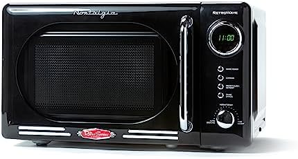 Nostalgia Retro Compact Countertop Microwave Oven - 0.7 Cu. Ft. - 700-Watts with LED Digital Display & Keurig® K-Supreme Single Serve K-Cup Pod Coffee Maker, MultiStream Technology, Black