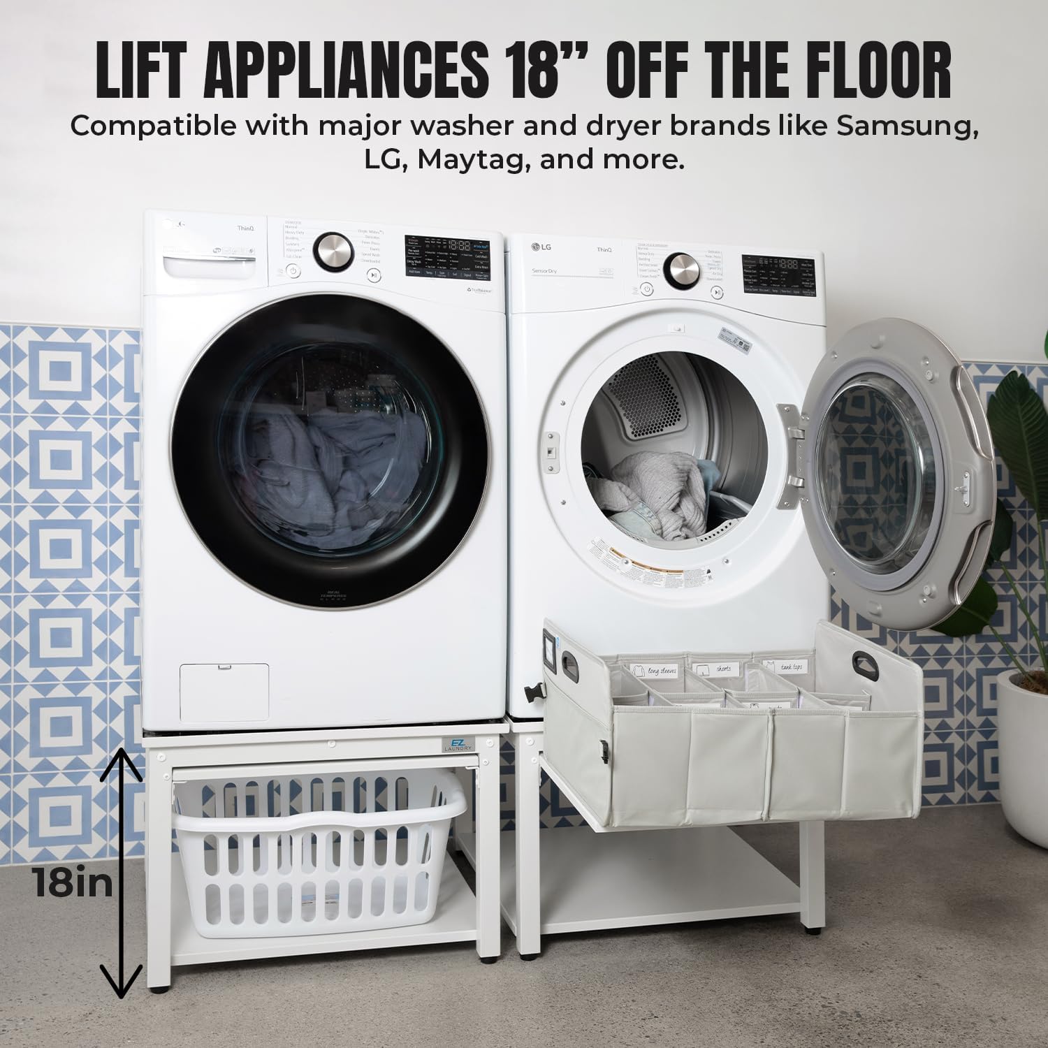 Washer and Dryer Pedestal with Pullout-Shelf - 27