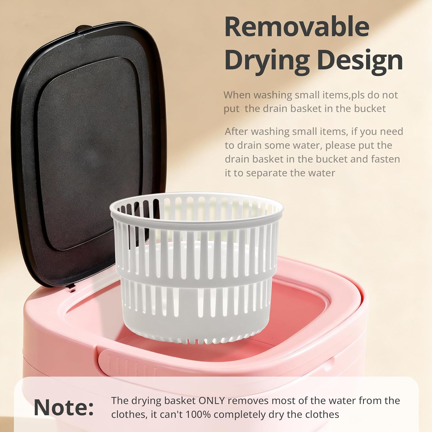 Pink Portable Washing Machine, Mini Washer, 16L Upgraded with Spin Basket, Foldable Design Ideal for Apartment, portable washer 3 Cleaning Modes Suitable for Small Clothes