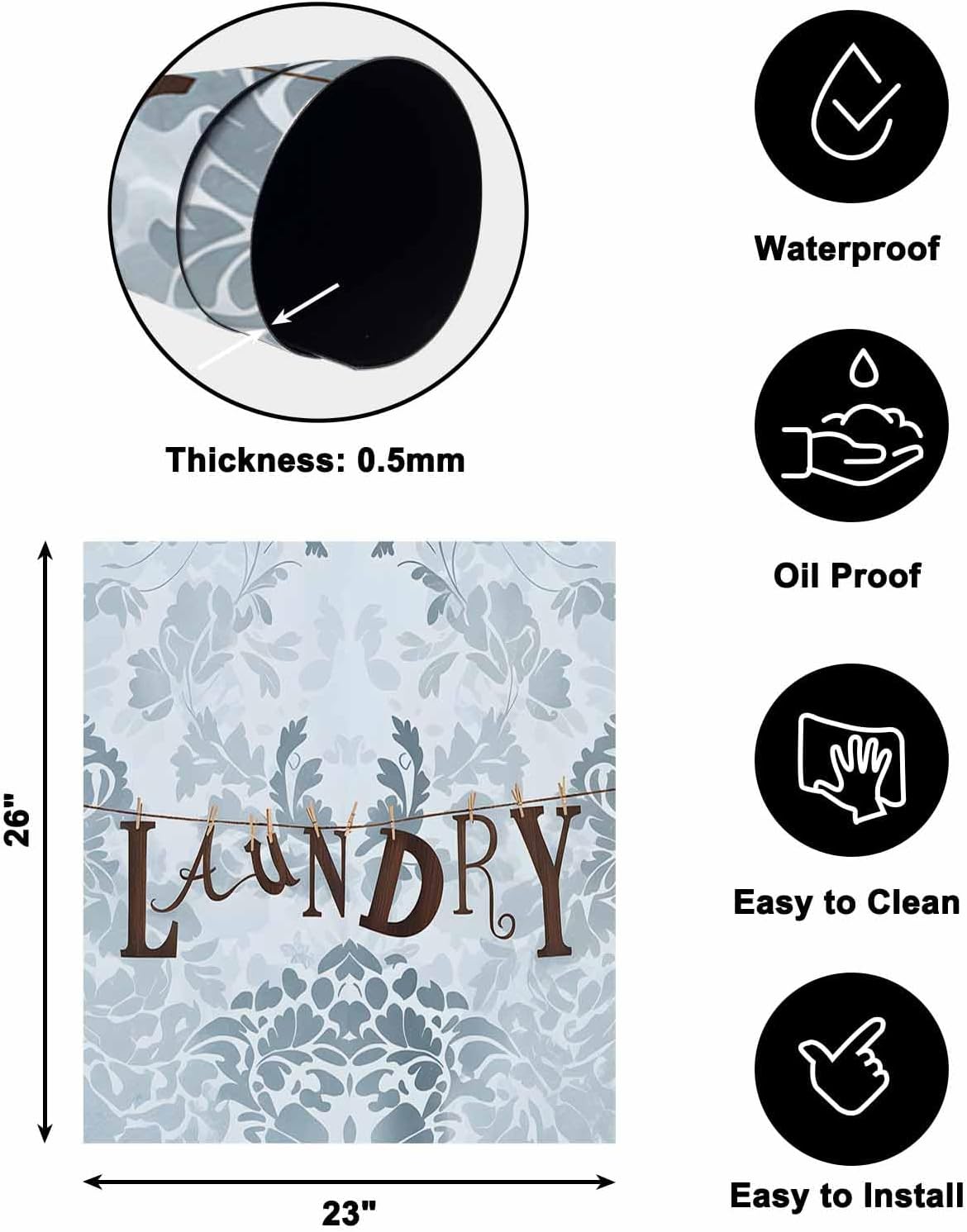 Dishwasher Magnet Cover, Laundry Blue Dishwasher Lid Magnetic Kitchen Sticker, Vintage Boho Modern Country Style Flower Resuable Refrigerator Magnet Covers Decal Fridge Kitchen Appliance 23''x26''