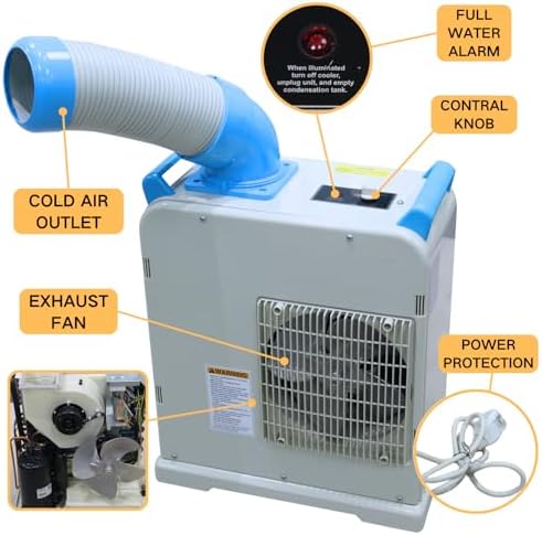 Industrial Spot Air Conditioner – 6000 BTU Portable Air Cooler with R32 Refrigerant, Mobile Spot Cooler for Indoor/Outdoor Use