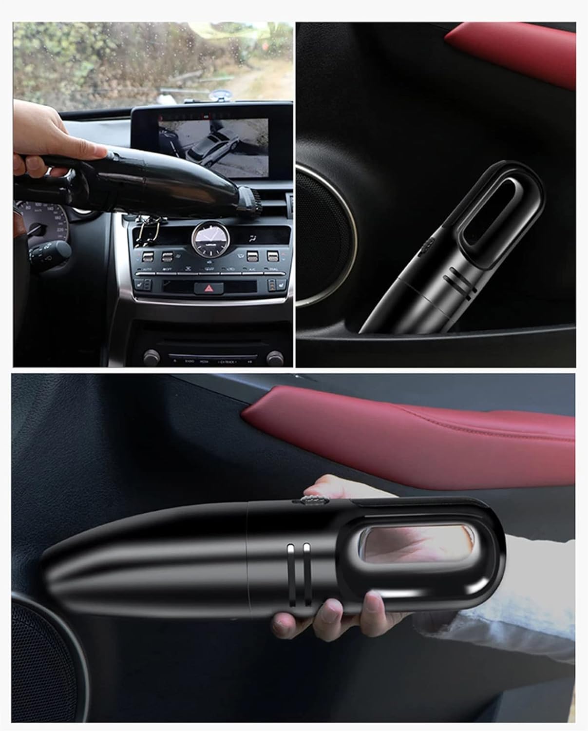 Car Vacuum Cleaner Mini Vacuum Portable Car Accessory Handheld Car Cleaning Kit Car Vacuum Cleaner with Double Filtration System,Black,Wireless
