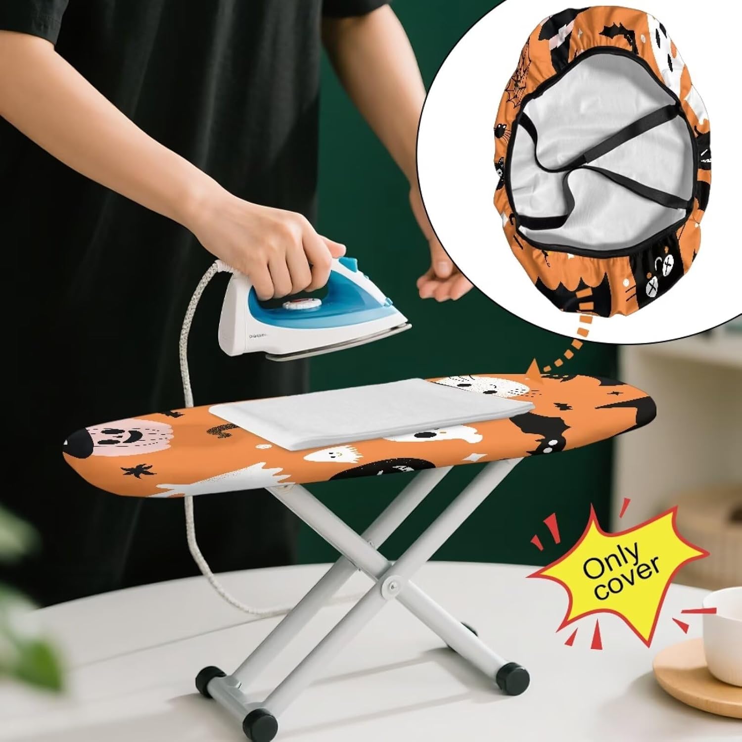 14”x 24” Ironing Board Cover Pumpkin Mini Ironing Board Cover with Removable Portable Household Essentials for Home Dorm Travel