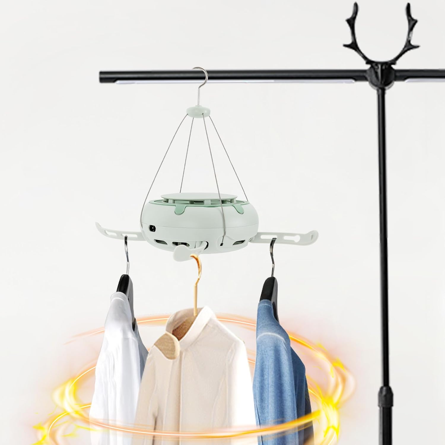 Portable Clothes Dryer,Electric Multifunctional Clothe Dryer Heated Foldable Drying Rack Airer with Timer and 10 Clip Hooks,Compact Clothes Dryer Machine for Family Living Rooms, Traveling, Hotels