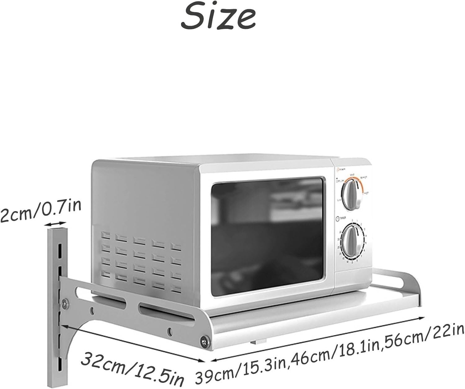 Kitchen utensil holder, Wall-Mounted Microwave Oven Rack,Commercial or Household Microwave Oven Shelf,Kitchen Storage Organizer for Electrical Appliances, Condiments(Black,56 cm/22 in)