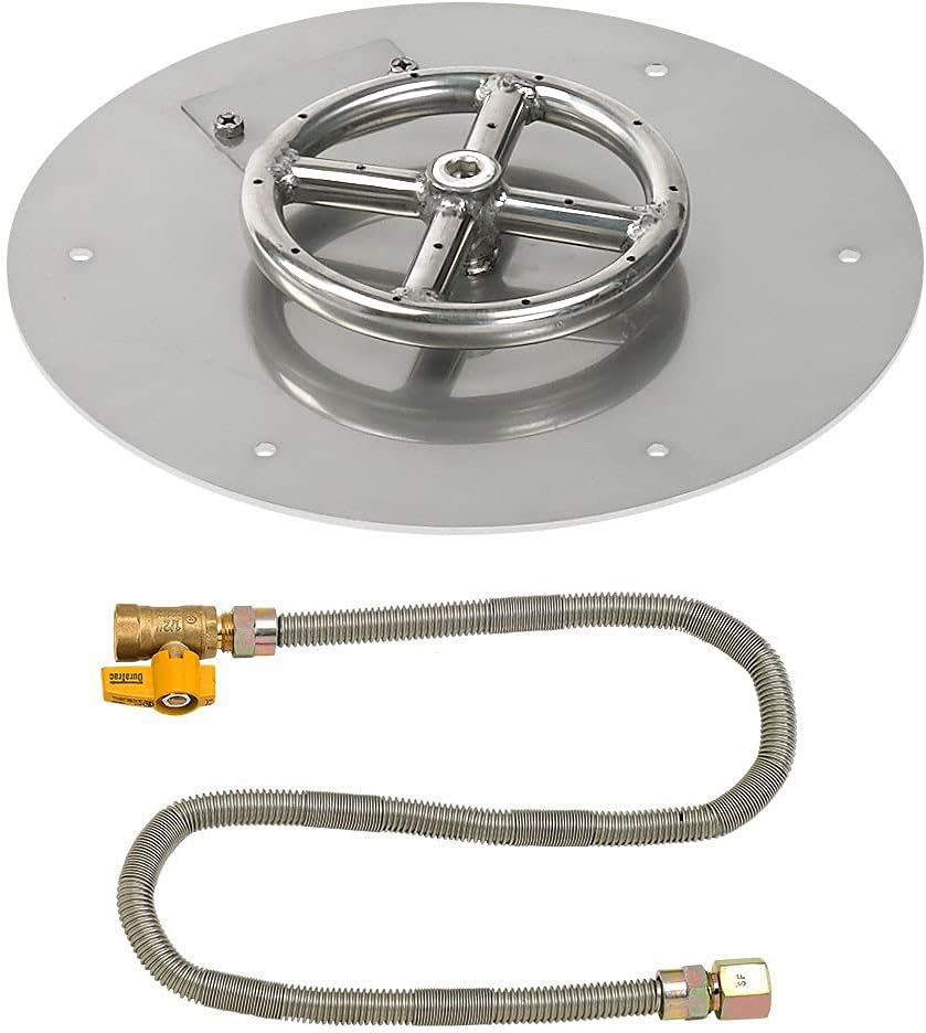 American Fire Glass Match Light Fire Pit Kit (SS-RFPMKIT-N-12), Round Flat Pan, Natural Gas, 12-Inch Pan/6-Inch Burner