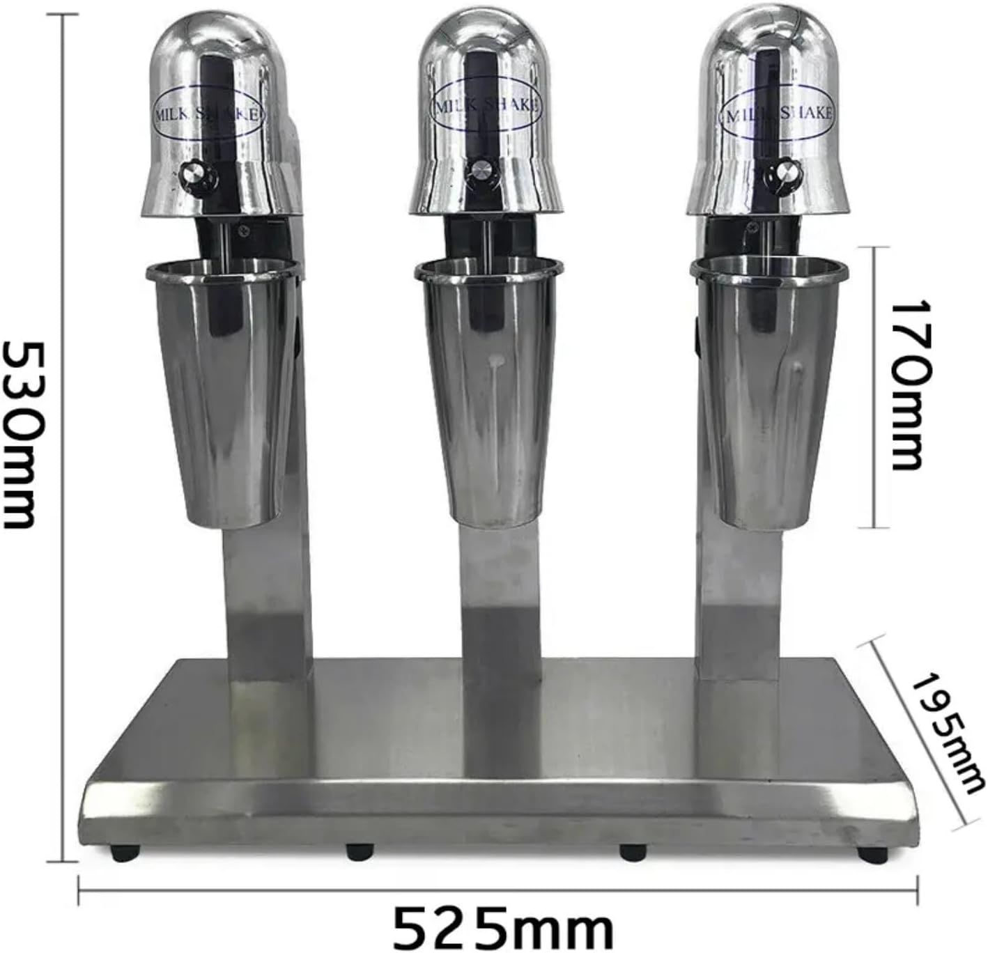 3Head Electric Milk Shake Machine Milkshake Mixer Ice Cream Drink Milk Shake Machine Commercial Stainless Steel Bar Electric Blender Tea Mix With 3 X 800Ml Cup For Milk Tea Store (Silver)