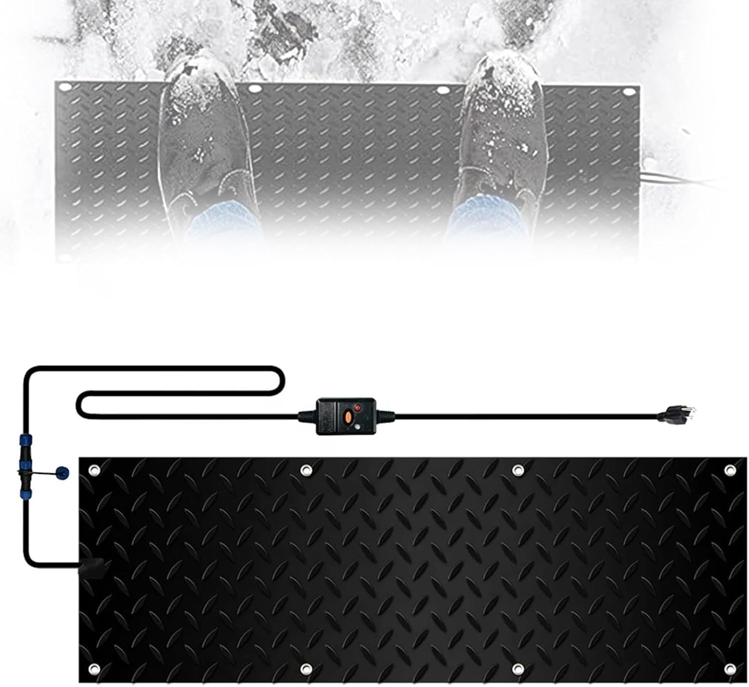 Heated Snow Melting Mats, Outdoor Slip Proof Ice Heated Rubber Mat, 2 in/h Speed Snow and Ice Heated Pad for Winter Outdoor Stairs, Steps, Doorways, Walkways, Driveway(1 Pcs,30x90cm/12x36in)
