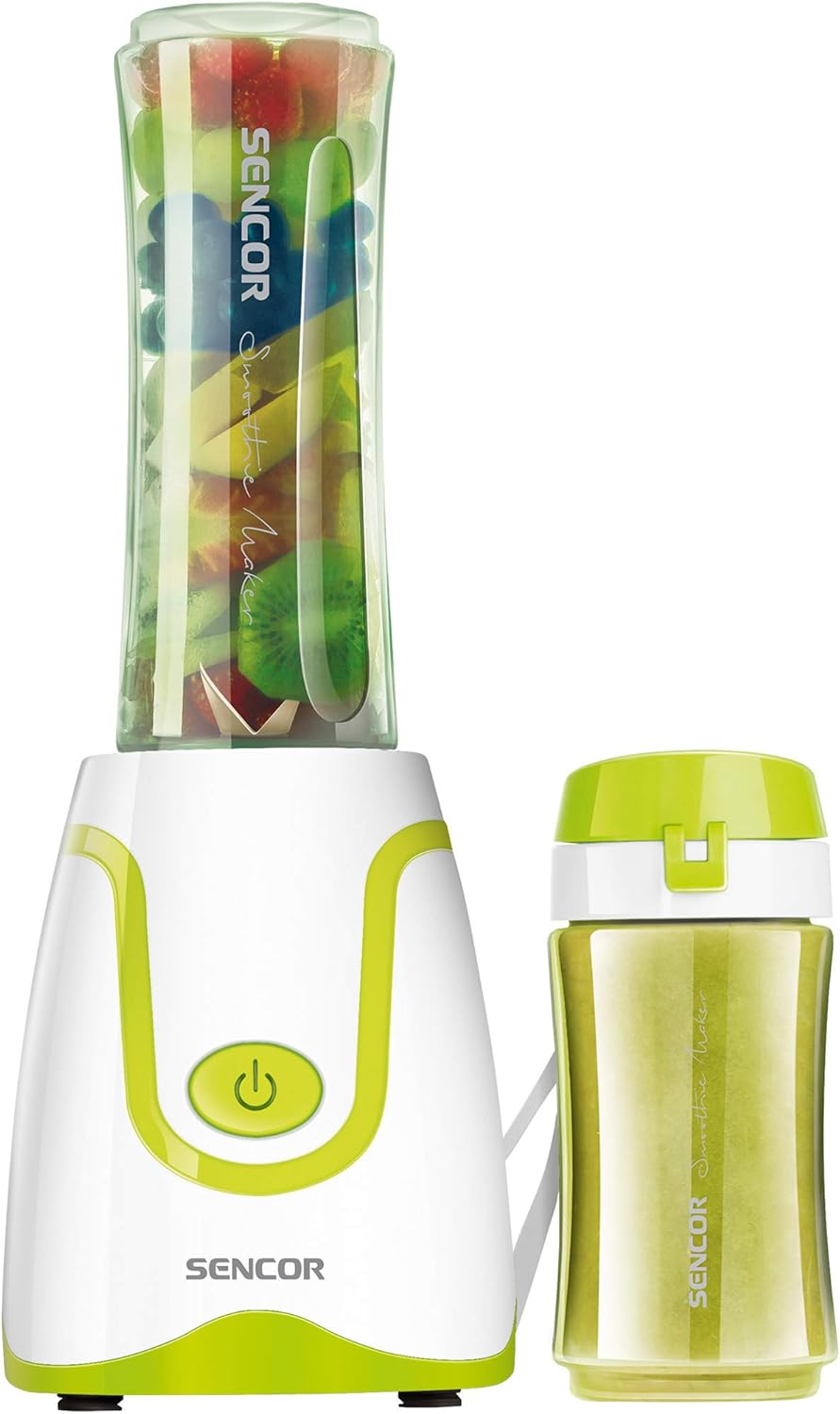 Sencor SBL2201GR 300W Smoothie Blender with 2 Impact Resistant BPA Free Bottles, Green