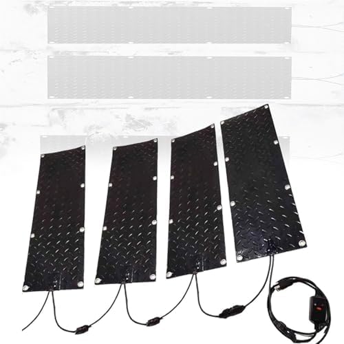 Heated Snow Melting Mats for Entrances, No-Slip Heating Stair Mats with 5ft Power Cord, Outdoor Mats for Winter Snow Removal, 4 Pieces-10 * 30in/25.4 * 76.2cm