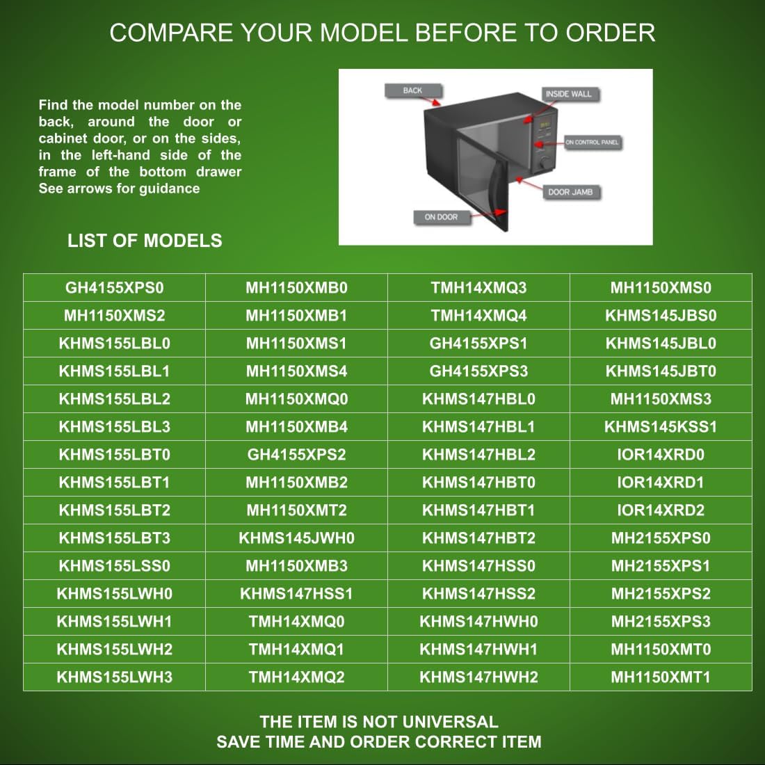 8169738 CKD169738X Compatible with Estate, Inglis, Kitchen Aid, Roper, Whirlpool Microwave Door Handle fits Old Number 8169738