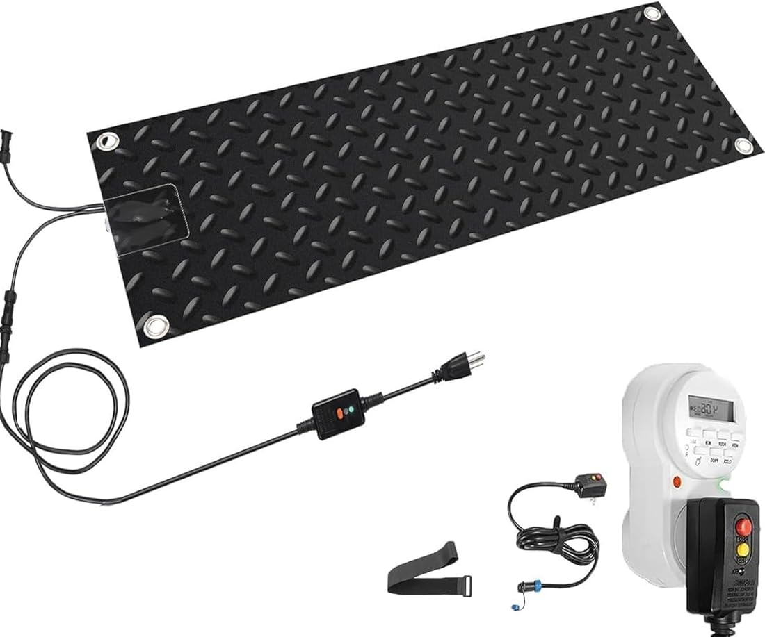 Snow Melting Mat with Timer, 1/2/3/4/5 Pcs Heated Walkway Mat, Rubber Heated Mat with Power Cord, No-Slip Heating Entrance Mats for Winter Outdoor Stairs, Garages, Decks(1 Pcs,12x36in/(30x90c