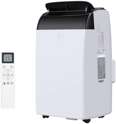 14,000 BTU Portable Air Conditioner, 3-in-1 Mobile AC Unit with Remote Control, Ultra-Quiet 48dB Operation, Covers 750 Sq.Ft, 24/7 Timer, Window Installation Kits for Home/Office/RV Use, Black Top