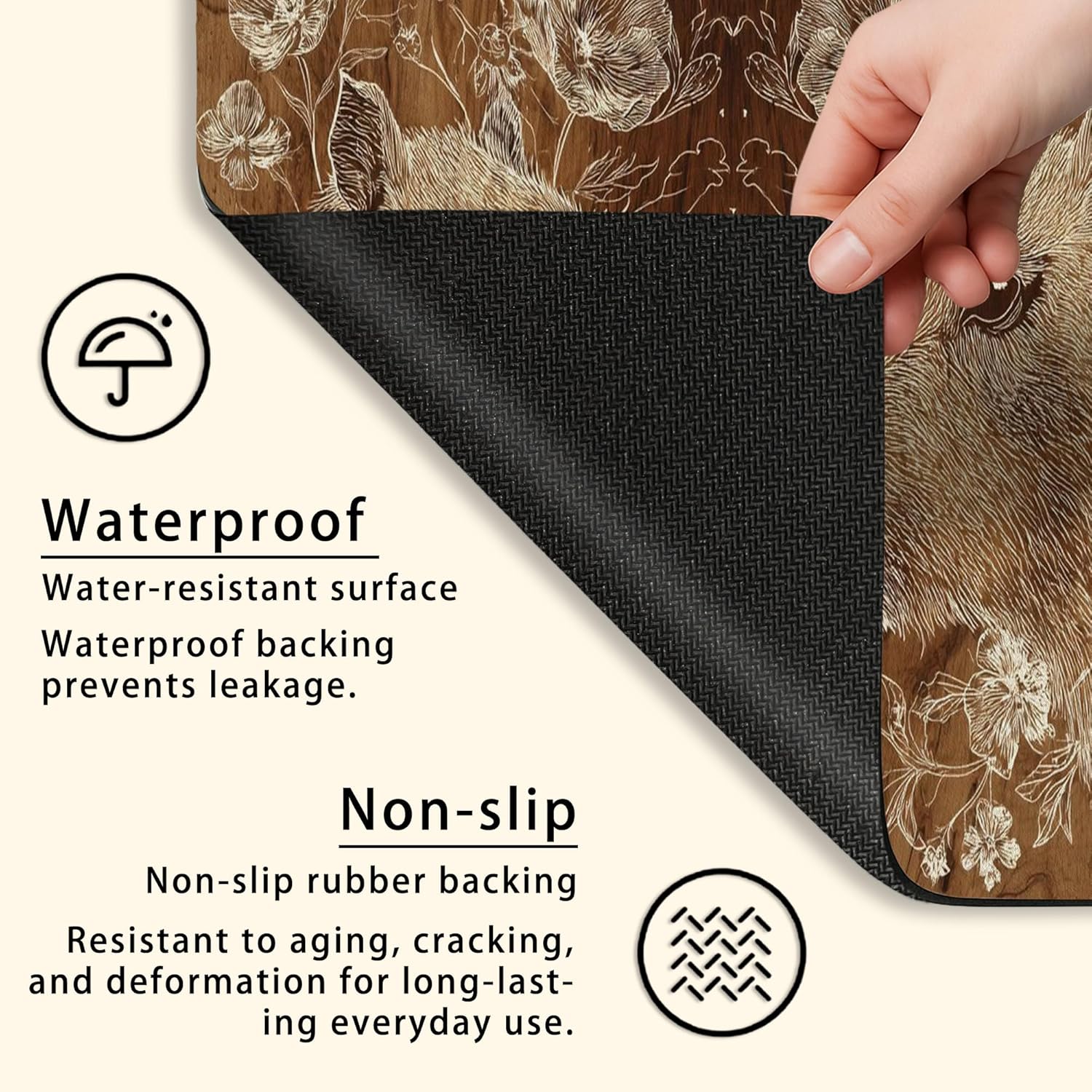 Floral Capybara Washer Dryer Top Protector Mat, Vintage Botanical Capybara Laundry Machine Covers, Summer Floral Rubber Anti-slip Waterproof Washer And Dryer Mats for Laundry Room 20x24 Inch