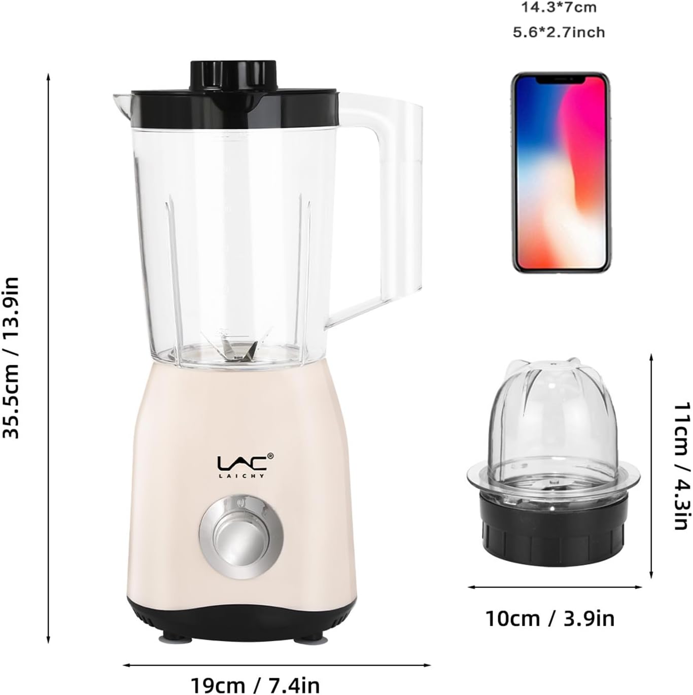 Blender for Smoothies,Personal Blender and Grinder Combo for Kitchen with a 54oz Portable Smoothie Cups,Shakes,Juices,Frozen Drinks and a 12oz Coffee Cup with Seal Cover for Coffee Beans(Cream)