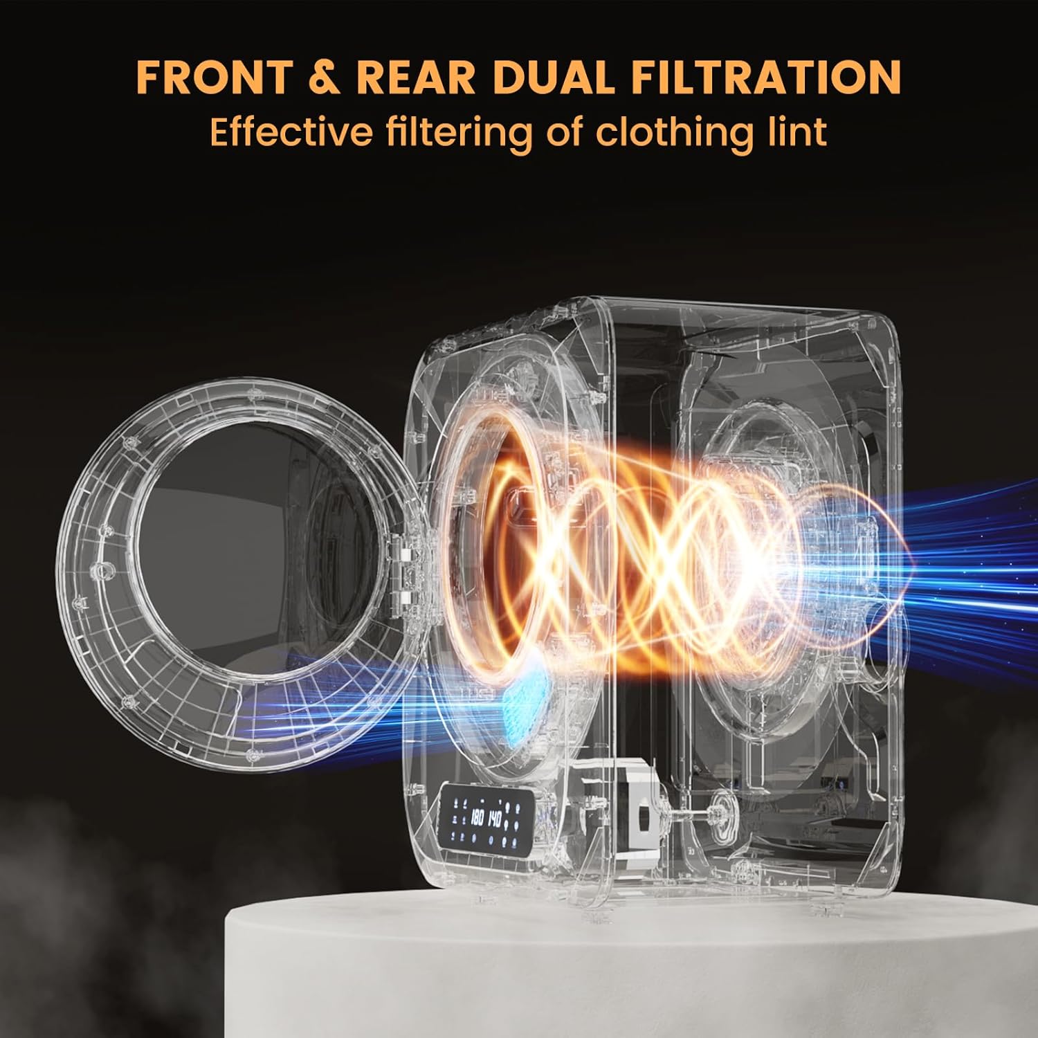 Zynkez 12Lbs Portable Clothes Dryer, 120V 850W Electric Compact Laundry Dryer with 6 Drying Modes, LED Touch Panel, Stainless Steel Tub for Apartments, Home, Dorms, RVs (Grey)