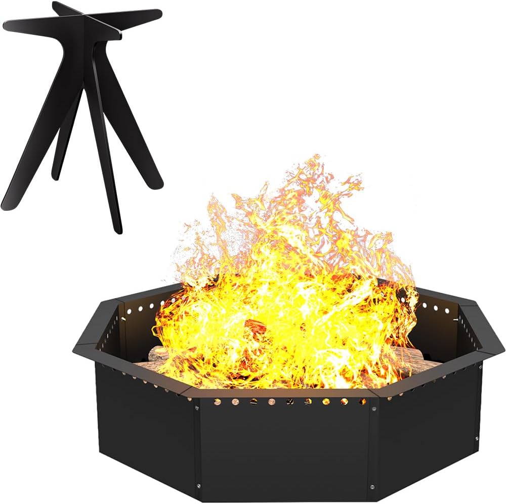 Mocomax Smokeless Fire Pit Ring and Vertical Fire Pit Grate
