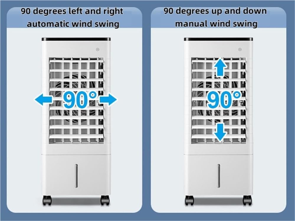 Portable Evaporative Air Cooler with Remote Control, Ductless Air Conditioner with Double Water Tank, 3 Speeds, 15H Timer, Windowless Oscillating Swamp Fan for Home Bedroom