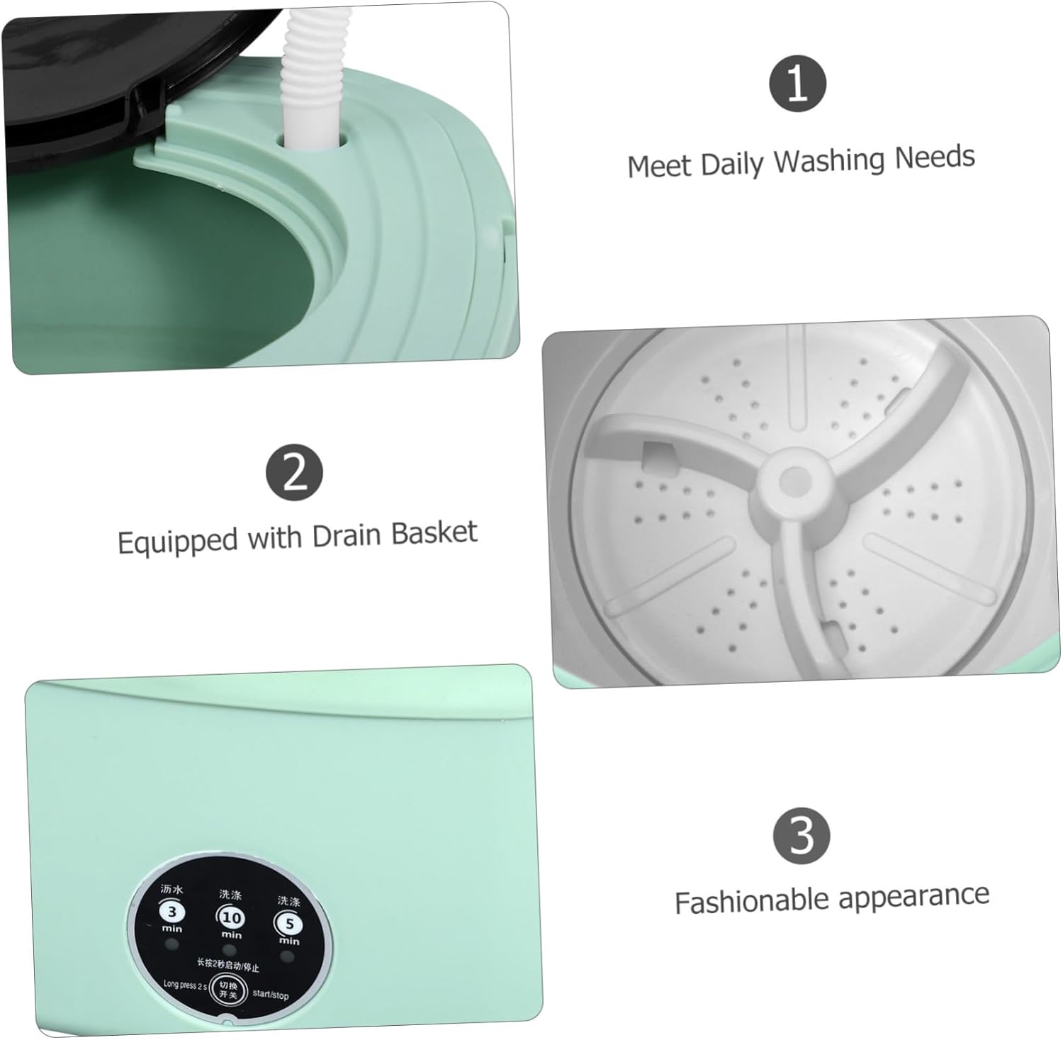 Mini Portable Folding Washing Machine Compact Washer for and Apartments User-friendly Touchscreen Space-saving Design Drainage
