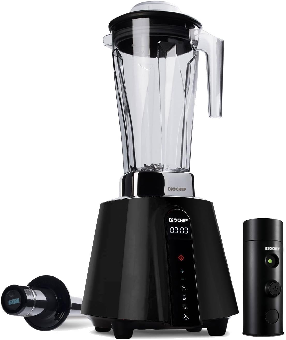 BioChef Living Food Vacuum Blender - 1680 Watt Motor, 2L BPA Free Jug - High Speed Blender with Temperature Tamper + Vacuum Blending Accessory with Vacuum Seal Bags (Black)