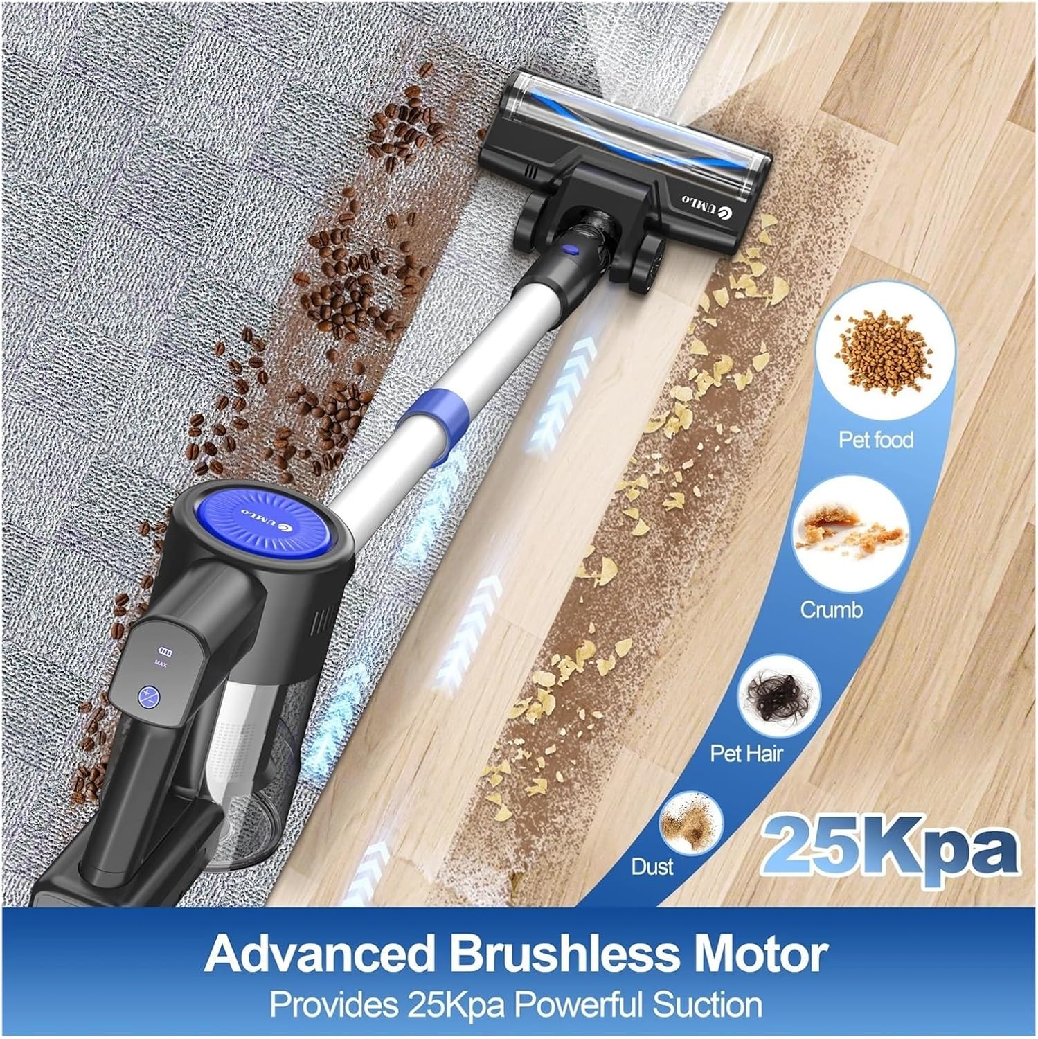Compatible With INSE S500 Cordless Vacuum Cleaner, 25KPa Brushless Motor, 6-in-1 Lightweight Stick Vacuum, 40Min Runtime For Carpet, Hard Floor & Pet Hair