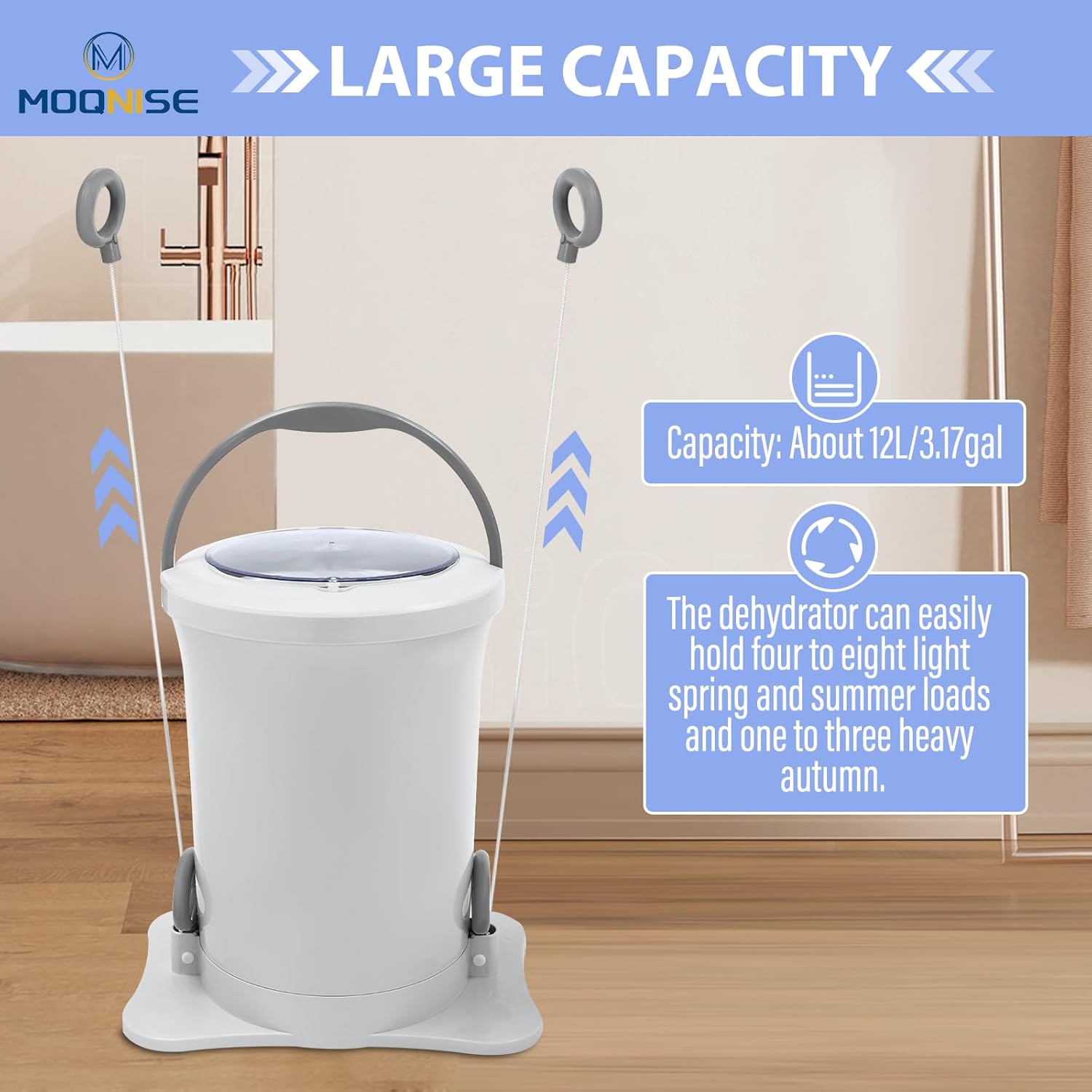 Manual Clothes Dryer 12L Portable Manual Clothes Dehydrator, Freestanding Non electric Laundry Dryer for Camping Business Trips Apartments and Dorms