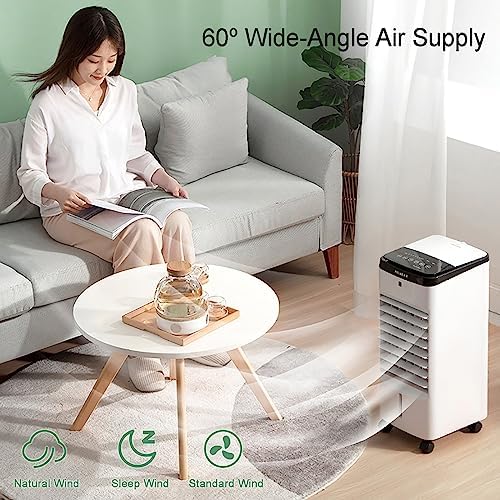 3-IN-1 Evaporative Air Cooler, Portable Air Conditioners w/Remote & 3 Speeds, Windowless Air Conditioner with Utral-Quiet, 2.6 Gal Tank & 2 Ice Packs, for Room Bedroom Office