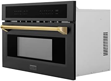 ZLINE Autograph Edition 30” 1.6 cu ft. Built-in Convection Microwave Oven in Black Stainless Steel and Gold Accents