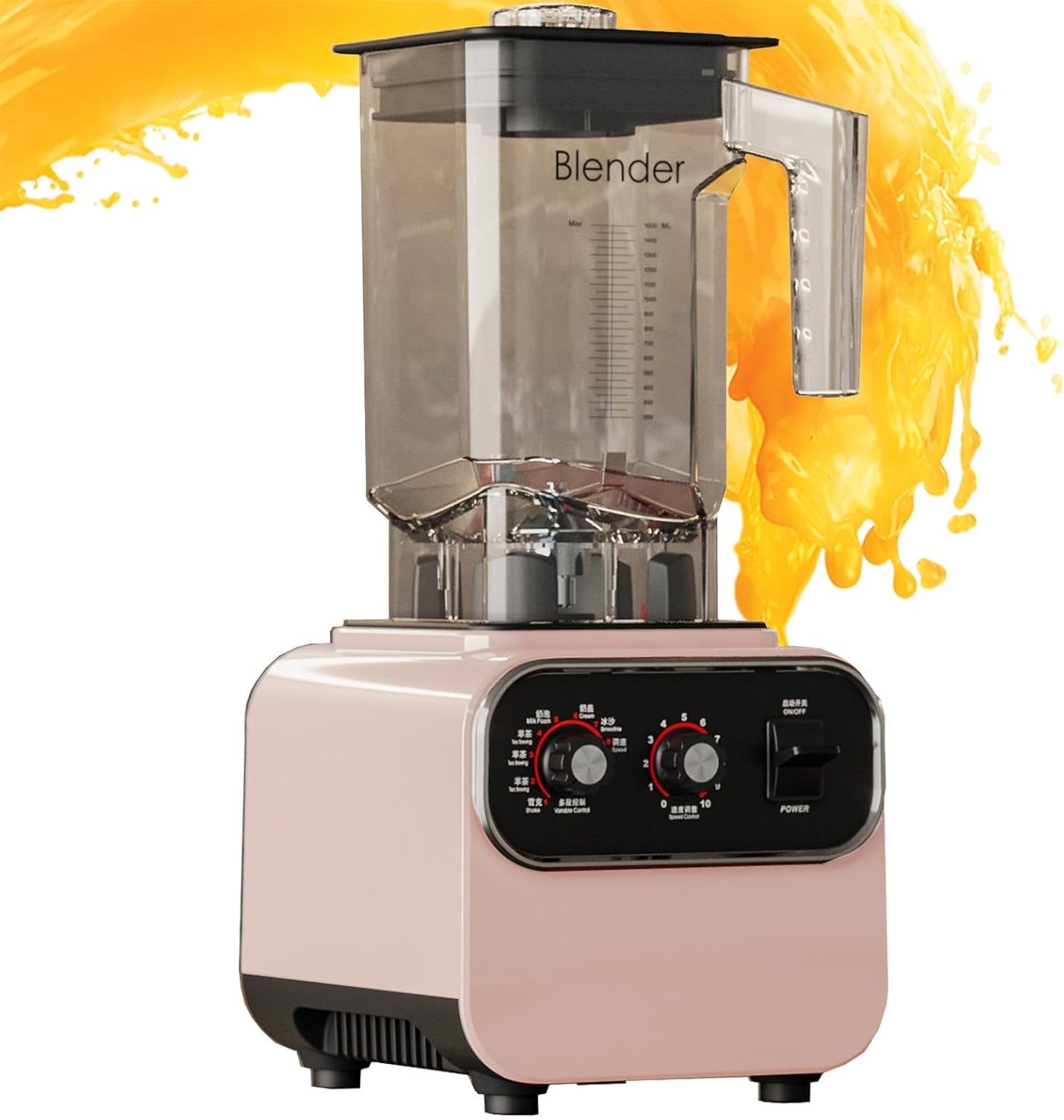 Power Max Professional-Performance Blender For Shakes And Smoothies, Puree And Ice Crush, 2L BPA-Free Glass Jar, 1600 Watts, 8 Stainless Steel Blades (Color : Pink, Size : 110V)