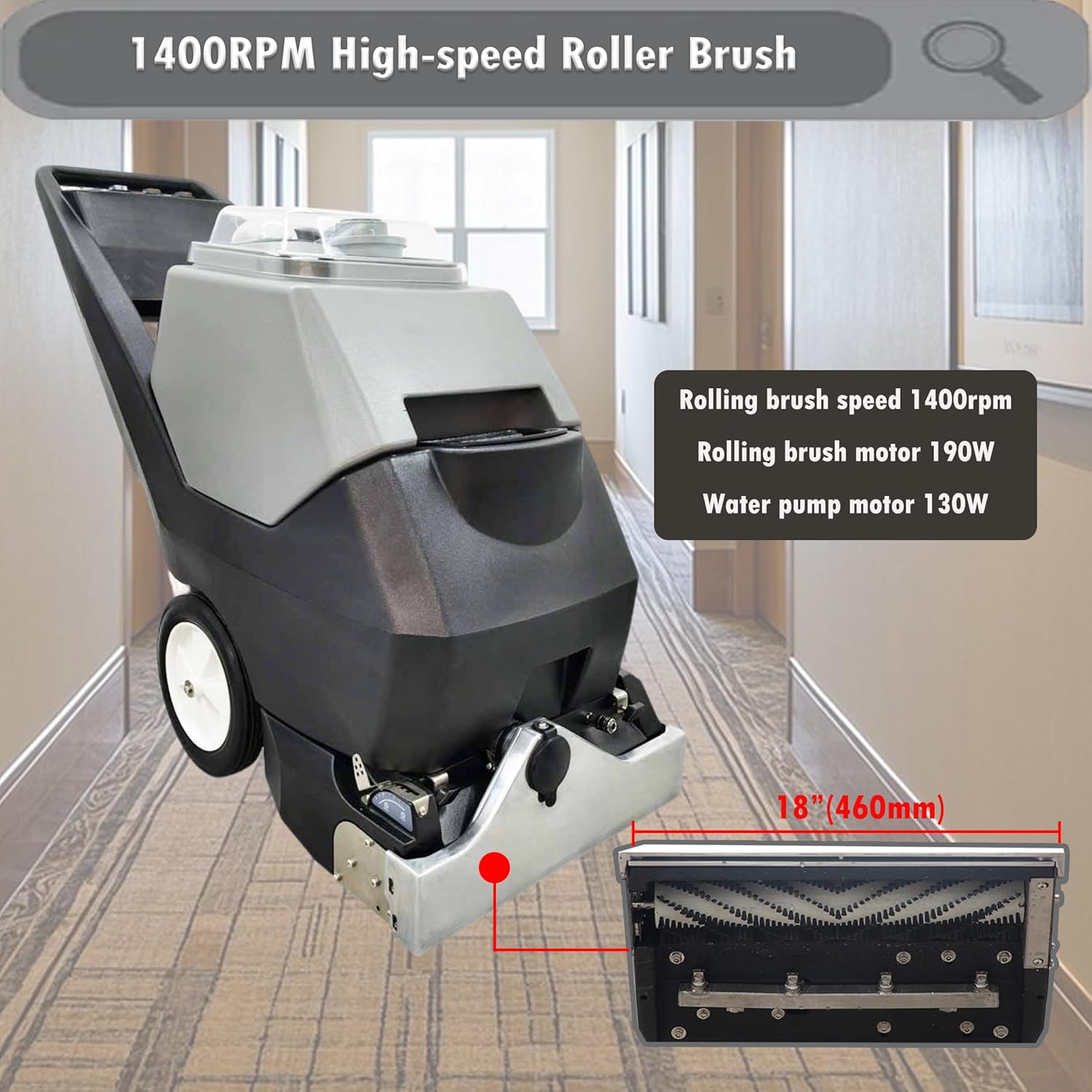 INTSUPERMAI Commercial Carpet Cleaning Machine Carpet Extractor Cleaner 3-in-1 Dry/Wet Cleaner Sofa Curtain Floor Cleaning Machine 70L Tank 110V