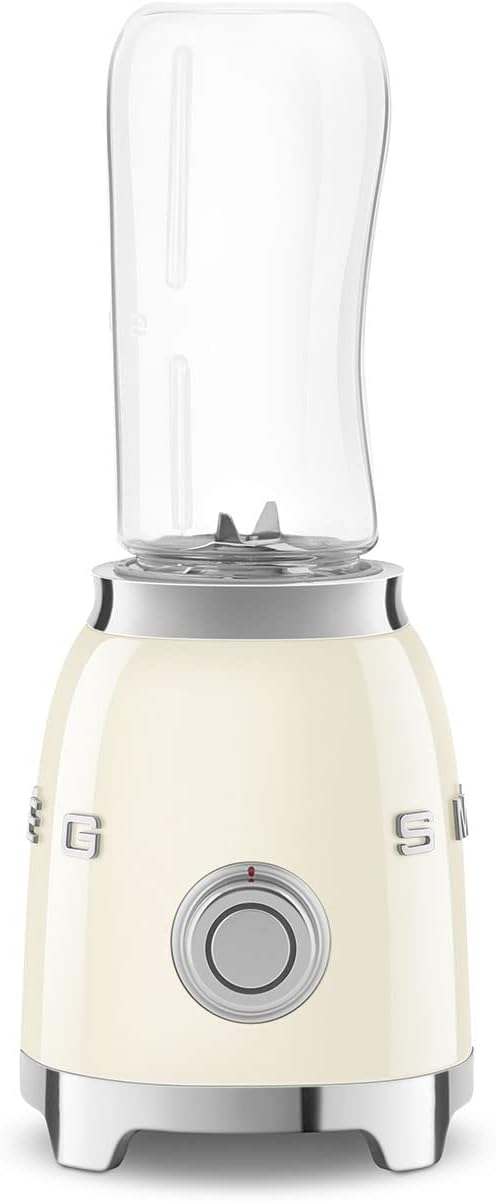 SMEG 50's Retro Style Personal Blender with Backlit Knob and Two 600 ML BPA Free bottles PBF01CRUS Cream