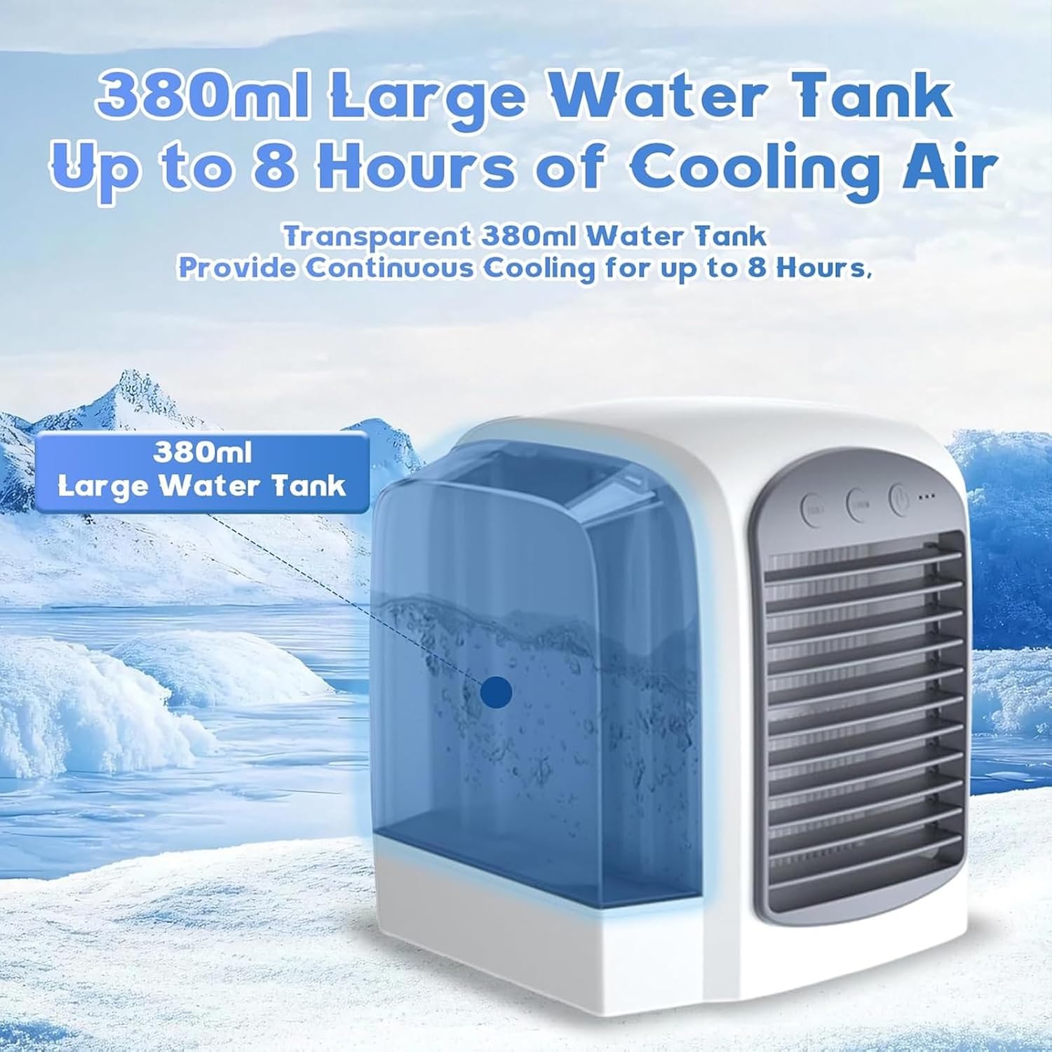 Air Conditioner, 380ml Large Water Tank, Portable Ac Cooler Water from Air Conditioner,Fast Cooling with Dynamic Ice Mist Technology,3 Wind Speeds(LightPink)
