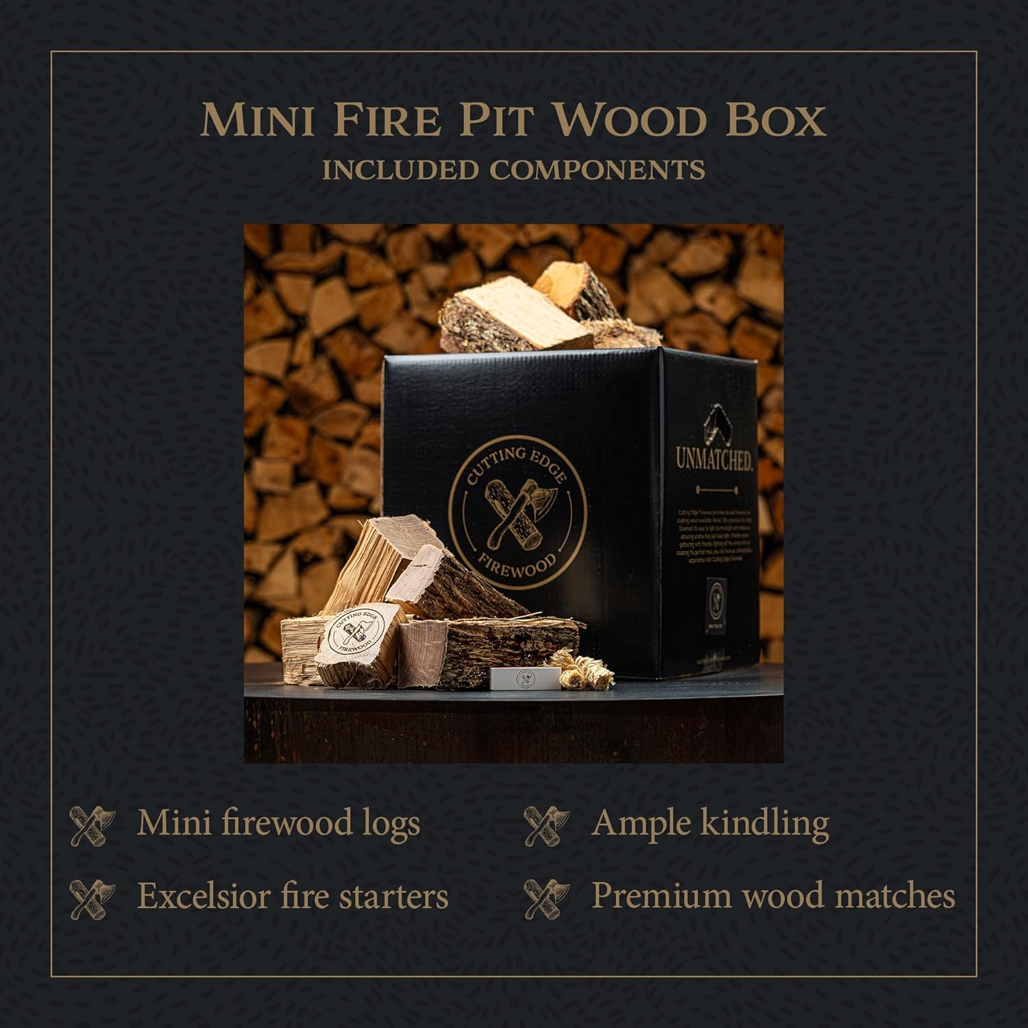 Mini Fire Pit Wood Box by Cutting Edge – Kiln-Dried Oak for Small Fire Pits, Chimineas & Stoves | 9