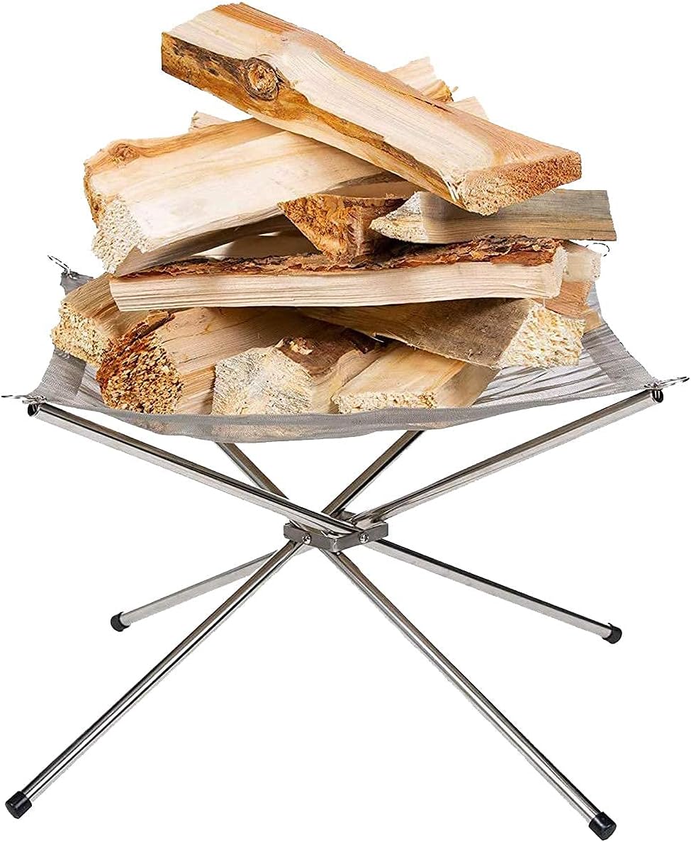 Portable Fire Pit Outdoor Fireplace with Carrying Bag Rollable Stainless Steel Charcoal Mesh and Folding Stands Picnic Bonfire s Wood Burning for Travel Camping and Backyard